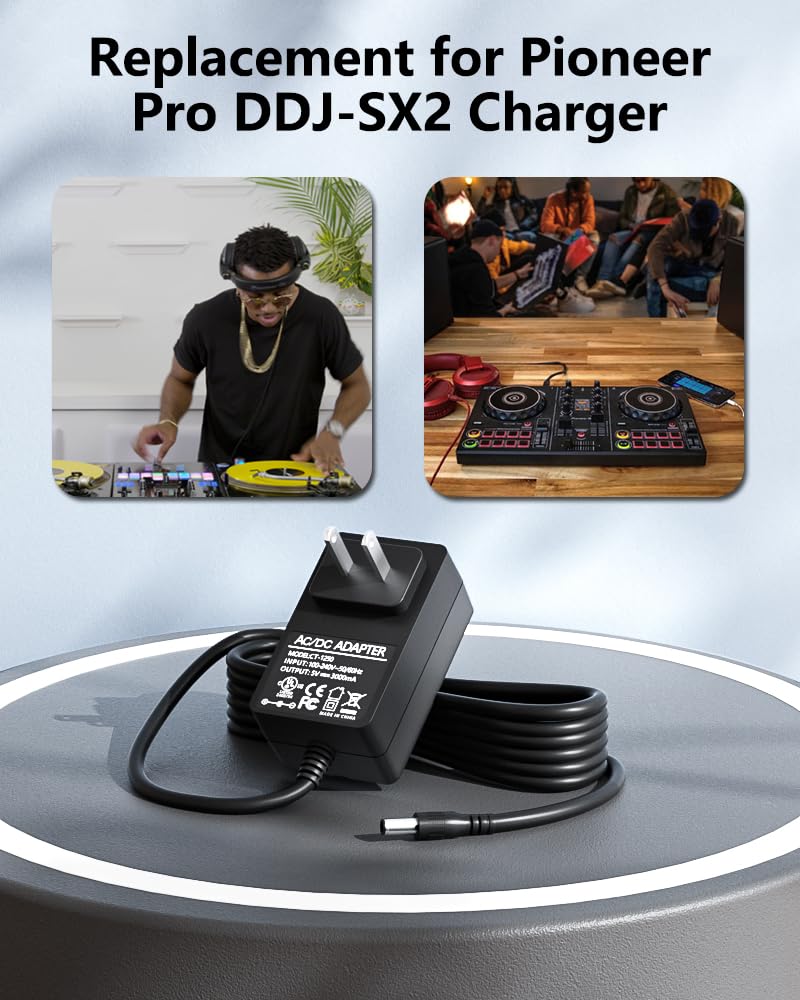 Replacement for Pioneer DJ Controller Charger Compatible with Pioneer Pro DDJ-SX3 DDJ-SX2 DDJ-SX1 DDJ-SX Mixer Switching Transformer Power Adapter Cord - Image 4