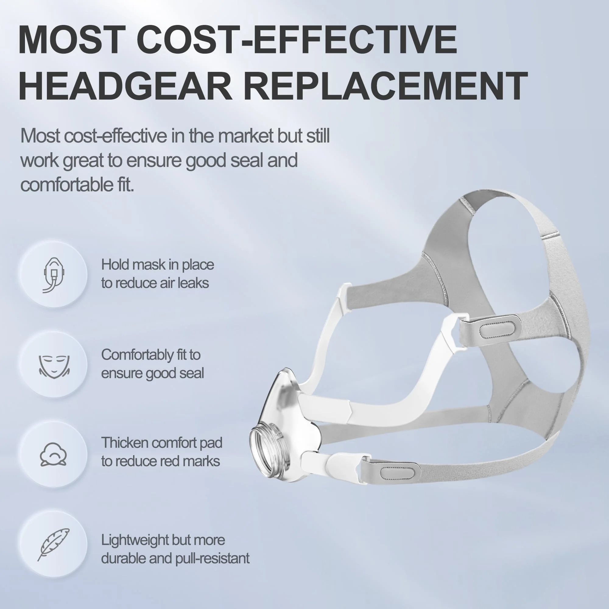 Replacement Frame Kit for Airfit F20 Includes 1 Piece Frame & 1 Piece Headband & 1 Pair Clips & 2 Pieces Soft Strap Covers (Without Elbow) High Quality CPAP Accessories by BlessEase - Image 2