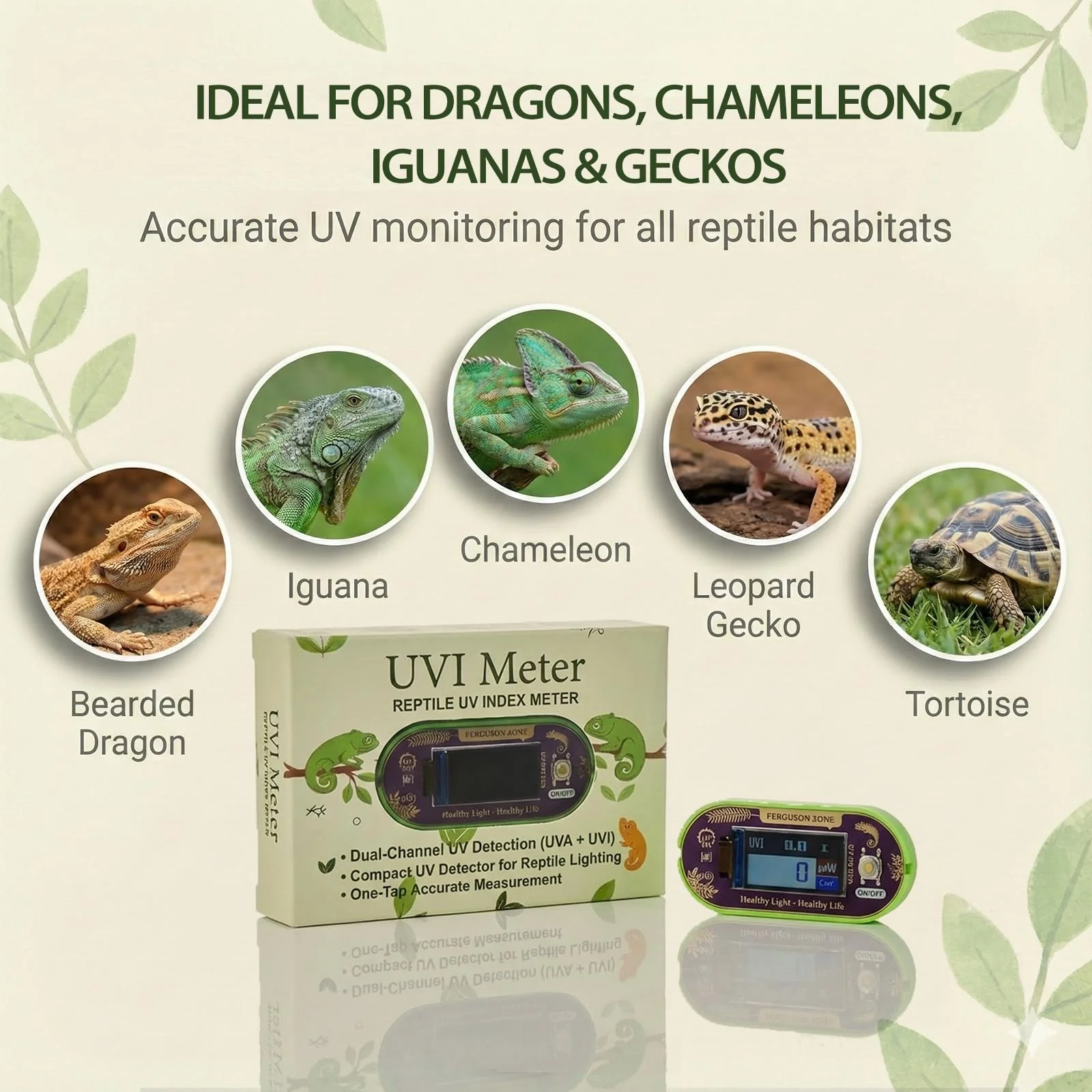 Reptile UVI Light Meter – Portable UV Index Reader for Basking Spot Monitoring – Helps Reptile Owners Know When to Replace UV Lamps – for Bearded Dragon, Chameleon & Gecko – Battery Included 1 - Image 6