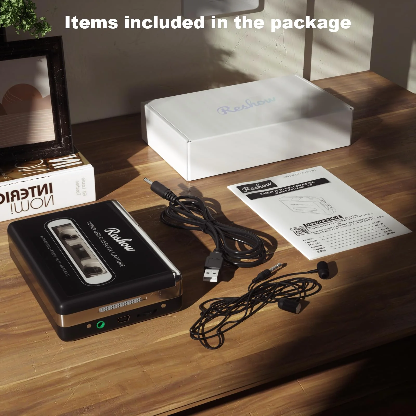 Reshow Cassette Tape Player, Portable Tape Player Audio Cassette to Digital Converter, Convert Cassette Tape Recorder to iPod Format Compatible with Laptops and Personal Computers - Black - Image 6