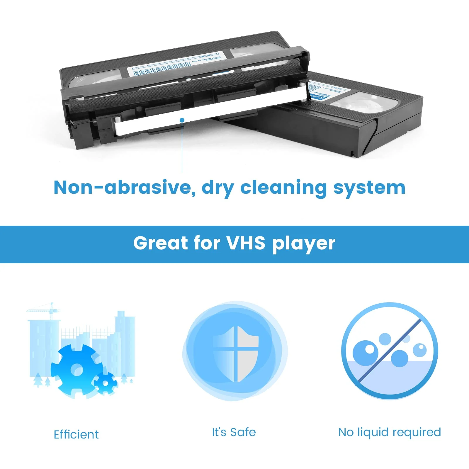 Reshow VCR Head Cleaner/VHS Head Cleaner - VHS Video Head Cleaner for VHS/VCR Players Dry Technology No Fluid Required - Image 3