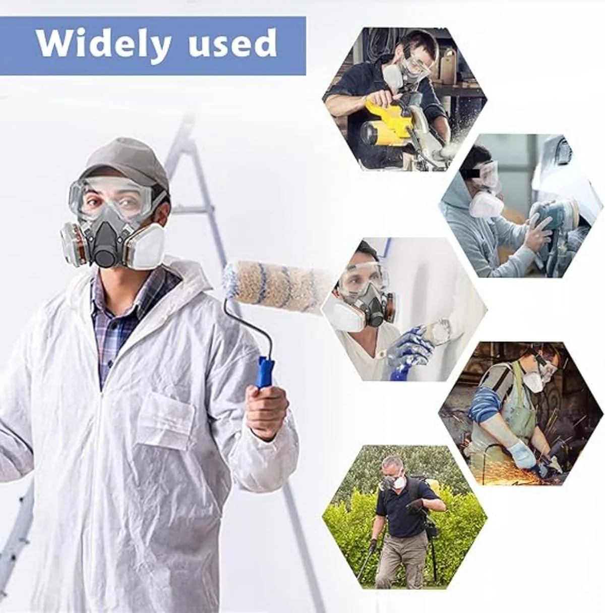 Respirator Mask with Filter and Glasses, Chemical Face Protection for Painting, Dust, Epoxy Resin, Paint - Image 6