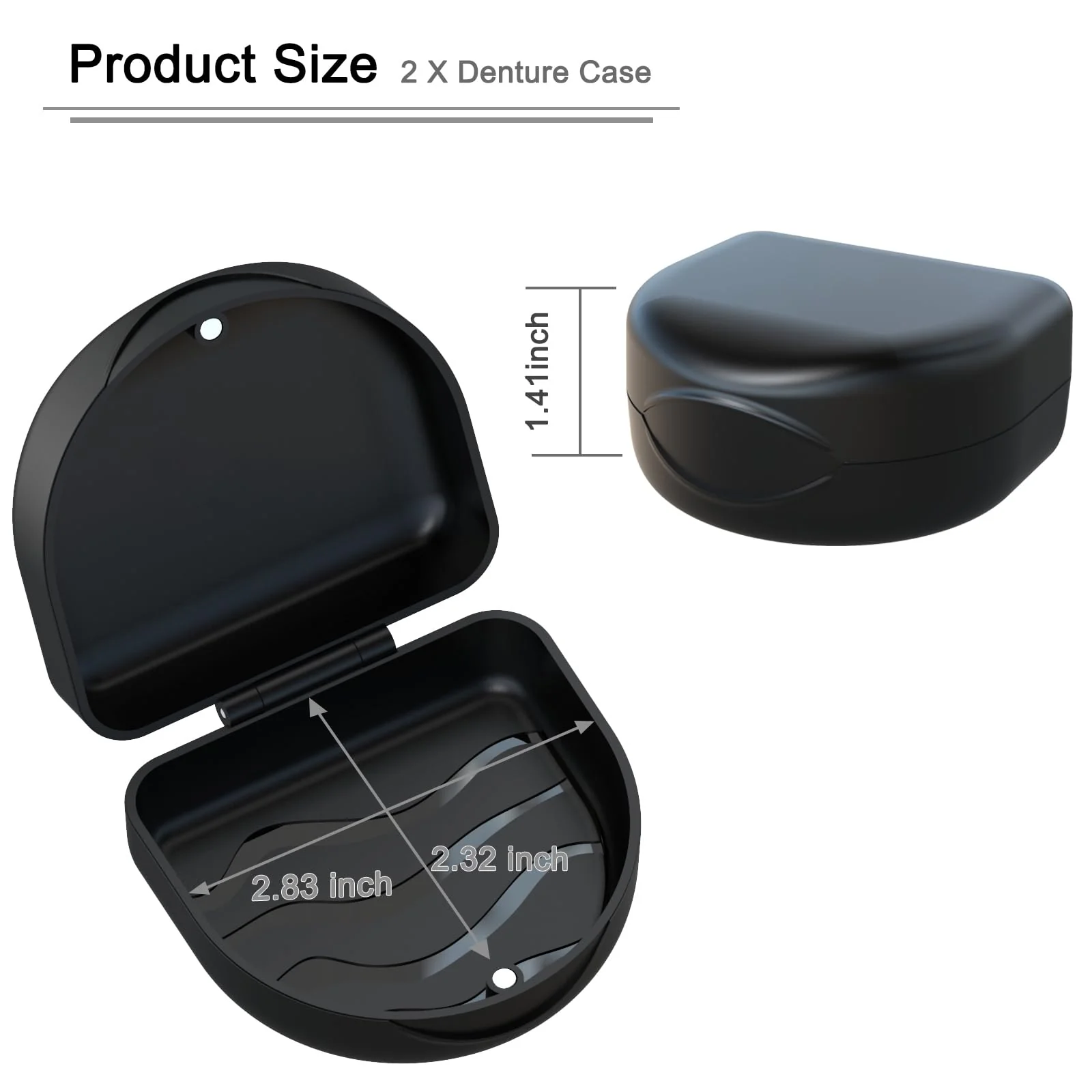 Retainer Case Denture Case: BVN Orthodontic Dental Case, Slim Braces Case, Mouth Guard Case, Denture Box, Teeth Aligner Case, Night Guard Case Container Storage Holder Black - Image 2