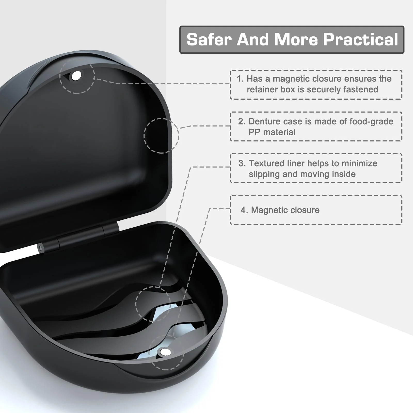Retainer Case Denture Case: BVN Orthodontic Dental Case, Slim Braces Case, Mouth Guard Case, Denture Box, Teeth Aligner Case, Night Guard Case Container Storage Holder Black - Image 3