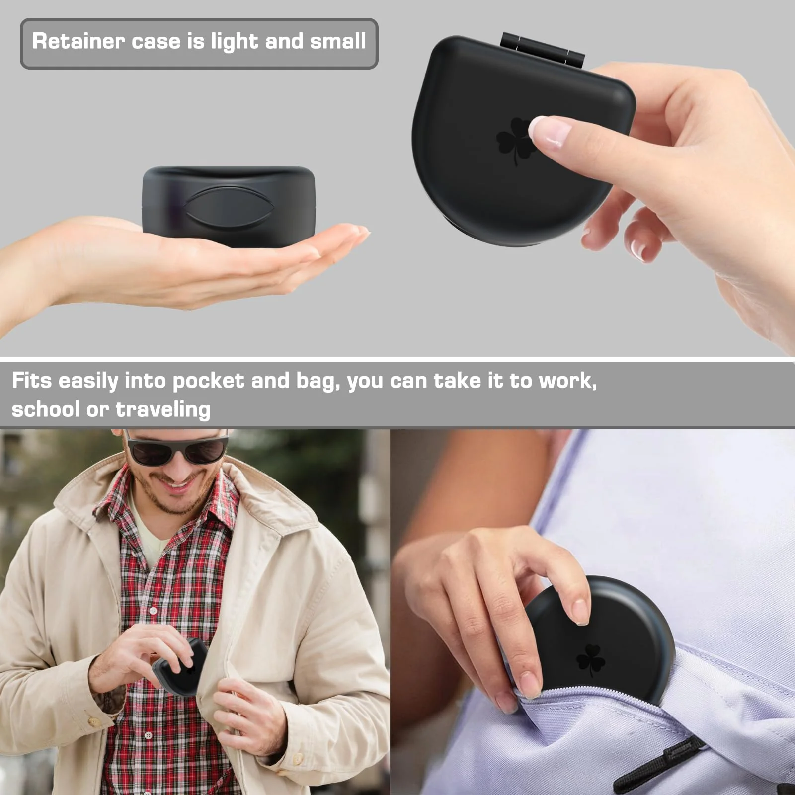 Retainer Case Denture Case: BVN Orthodontic Dental Case, Slim Braces Case, Mouth Guard Case, Denture Box, Teeth Aligner Case, Night Guard Case Container Storage Holder Black - Image 4