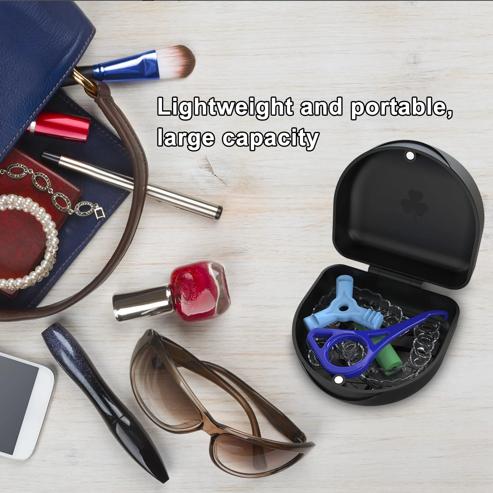 Retainer Case Denture Case: BVN Orthodontic Dental Case, Slim Braces Case, Mouth Guard Case, Denture Box, Teeth Aligner Case, Night Guard Case Container Storage Holder Black - Image 7