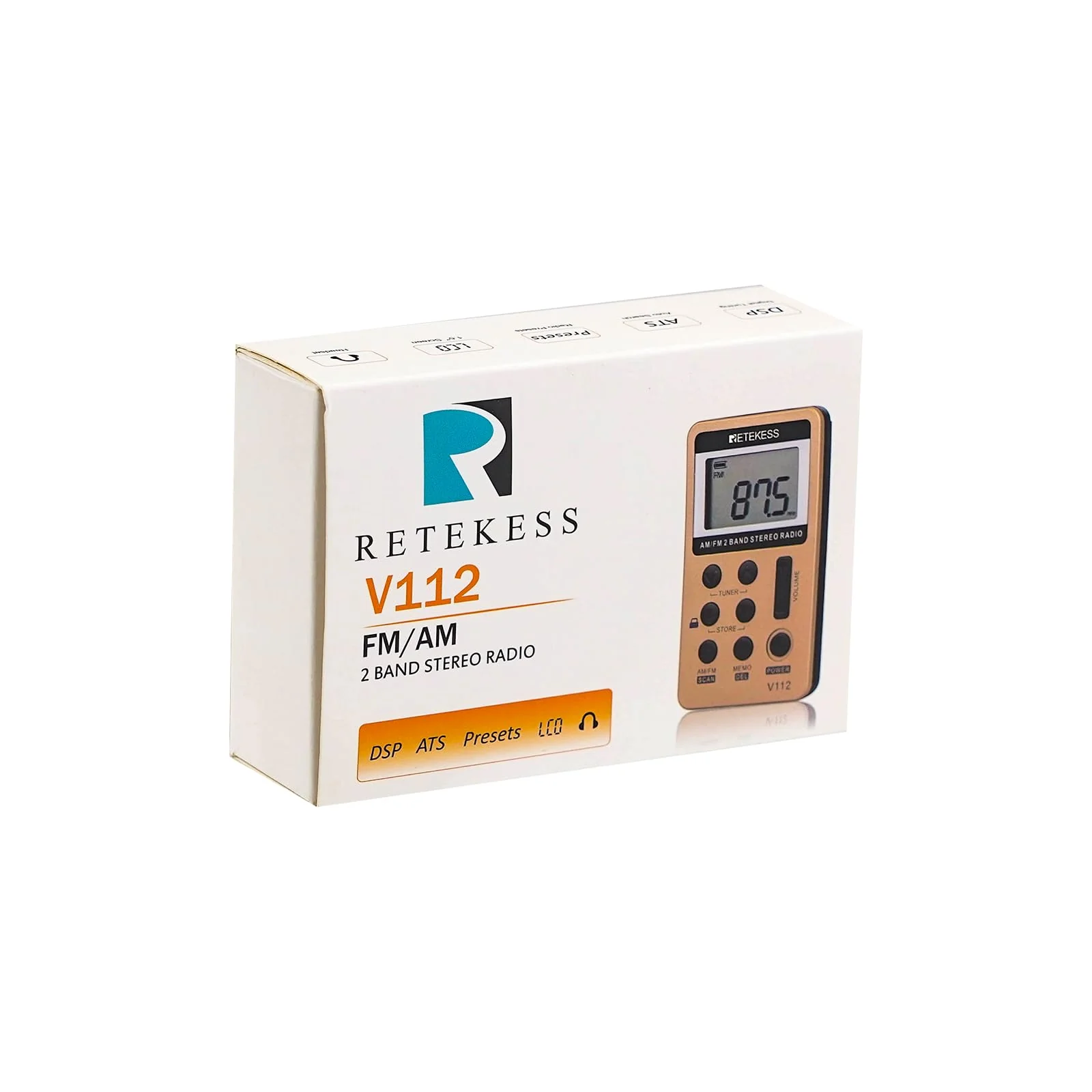 Retekess V112 AM FM Radio Portable, Mini Radio,Digital Tuning Rechargeable Battery LCD Display for Walking Jogging(Gold) Gold - Image 8