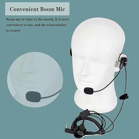 Retevis Behind-The-Head Walkie Talkie Headset with Boom Mic,Compatible RT22 RT21 H-777 RT68 Baofeng BF-F8HP UV-5R UV-82 Kenwood Walkie Talkie,Two Way Radio Headset with Finger PTT(1 Pack) - Image 3
