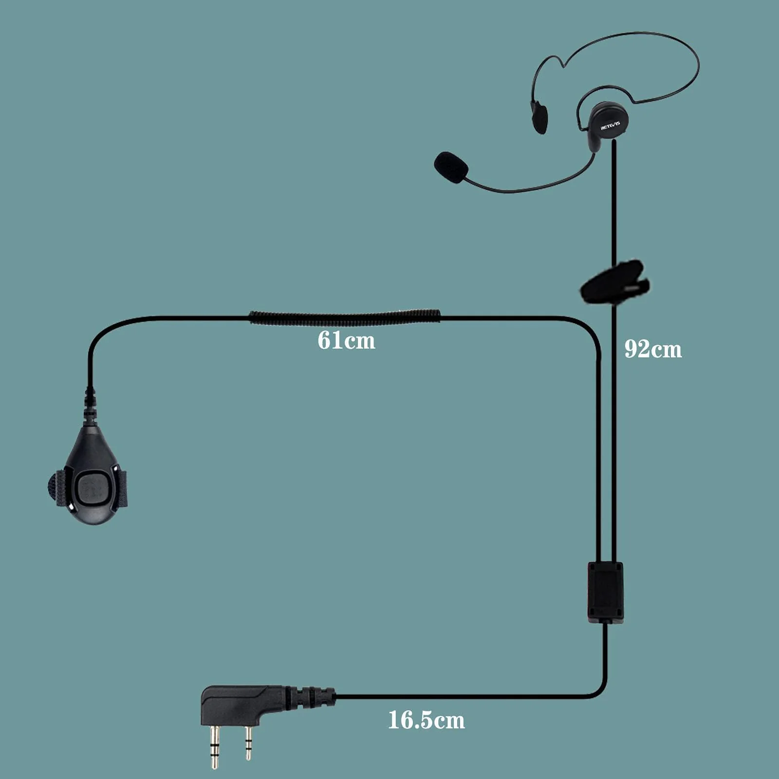 Retevis Behind-The-Head Walkie Talkie Headset with Boom Mic,Compatible RT22 RT21 H-777 RT68 Baofeng BF-F8HP UV-5R UV-82 Kenwood Walkie Talkie,Two Way Radio Headset with Finger PTT(1 Pack) - Image 8