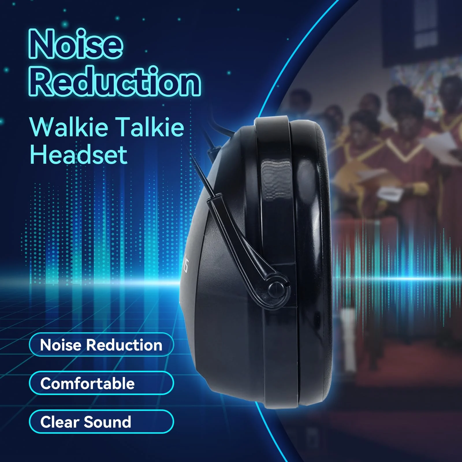 Retevis EHK012 Foldable Two Way Radio Headset with Mic,Noise Reduction,Volume Adjust, Compatible with Baofeng UV-5R BF-F8HP PRO AR-5RM Pxton PX-888S, for RT22 RT68 RT86, 2 Way Radio Headset(1 Pack) Physical Noise Reduction - Image 2
