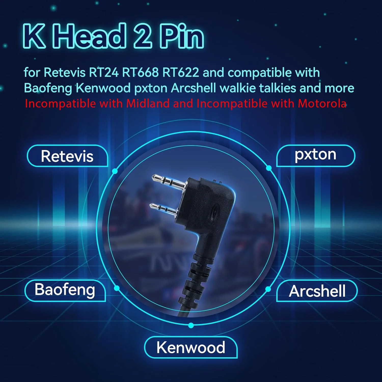 Retevis EHK012 Foldable Two Way Radio Headset with Mic,Noise Reduction,Volume Adjust, Compatible with Baofeng UV-5R BF-F8HP PRO AR-5RM Pxton PX-888S, for RT22 RT68 RT86, 2 Way Radio Headset(1 Pack) Physical Noise Reduction - Image 5