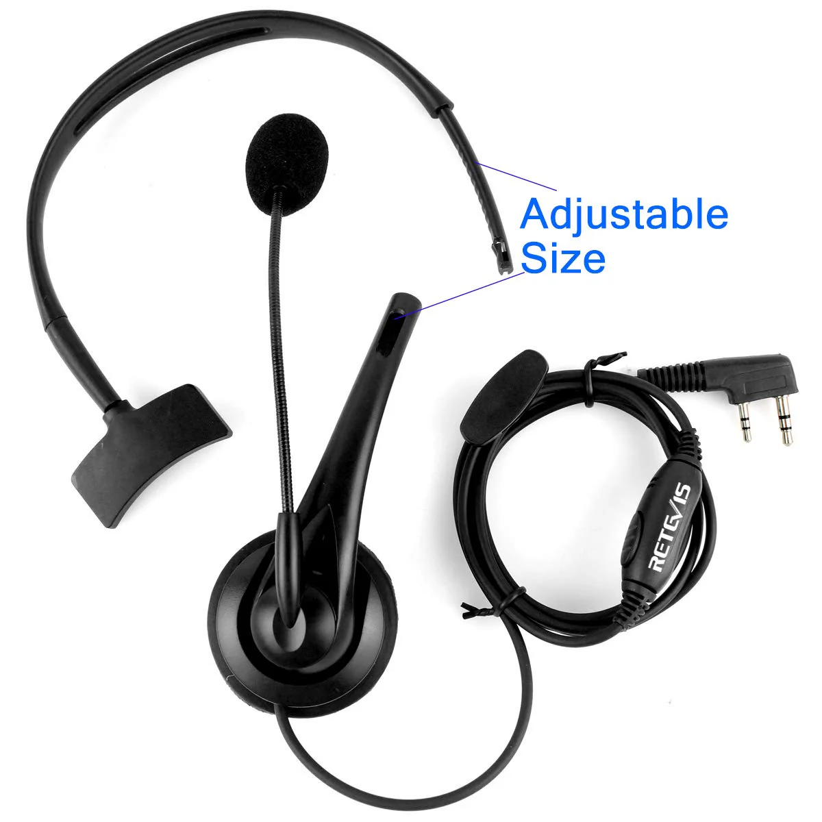 Retevis Overhead Walkie Talkie Headset with Boom Mic, 2 Pin, for RT22 RT68 RT21 H-777 RT86 RT19 RB26 RB45, Compatible with Kenwood Arcshell Walkie-Talkie, Two Way Radio Headset(5 Pack) - Image 4