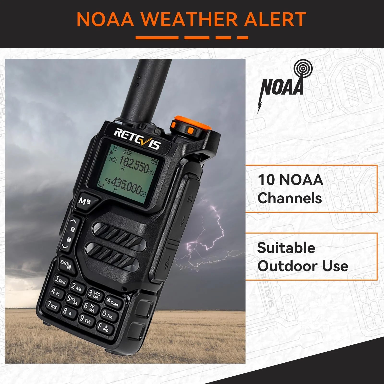 Retevis RA79 (Upgrade for UV 5R 3rd) Ham Radio, Dual Band Two Way Radio, Support Chirp, NOAA, Portable Handheld AM/FM Radio, Emergency Walkie Talkies with USB-C Charging for Beginner, Survival - Image 3