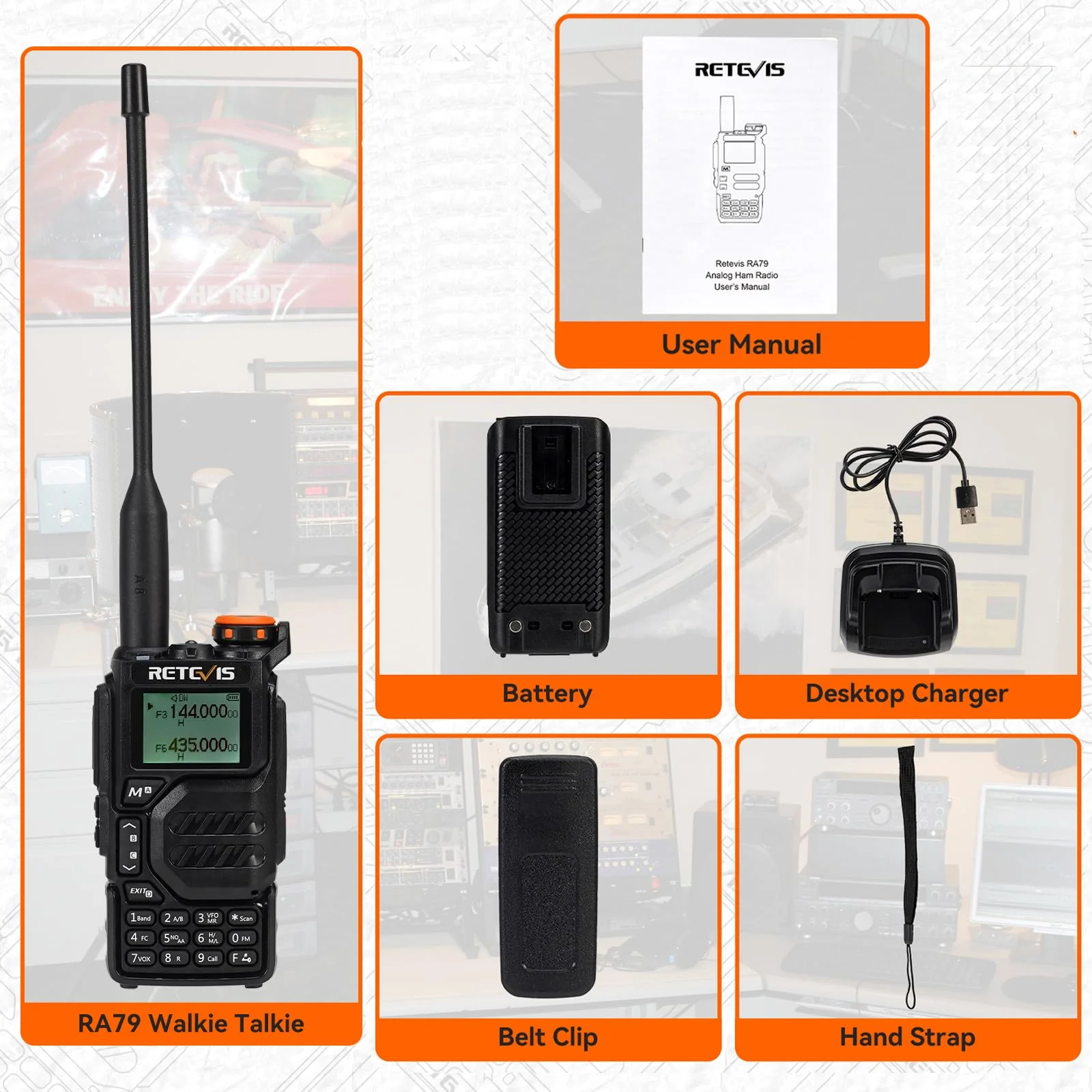 Retevis RA79 (Upgrade for UV 5R 3rd) Ham Radio, Dual Band Two Way Radio, Support Chirp, NOAA, Portable Handheld AM/FM Radio, Emergency Walkie Talkies with USB-C Charging for Beginner, Survival - Image 7