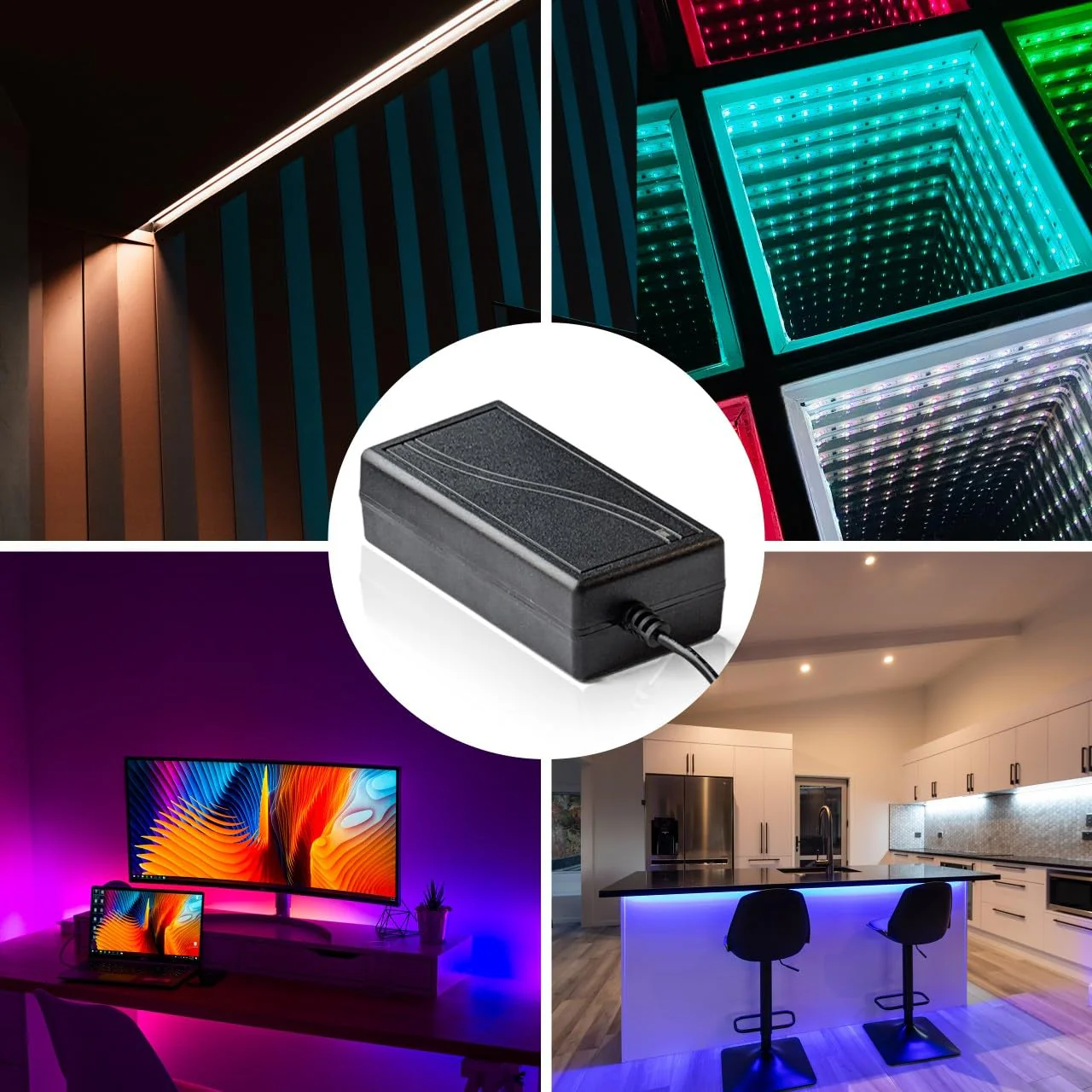 Retoo LED Power Supply Power Adapter 12 V Transformer DC Maximum Power Supply for LED Strip 5A Stripe Charger Adapter Power Supply Driver Converter EU Plug Black - Image 3
