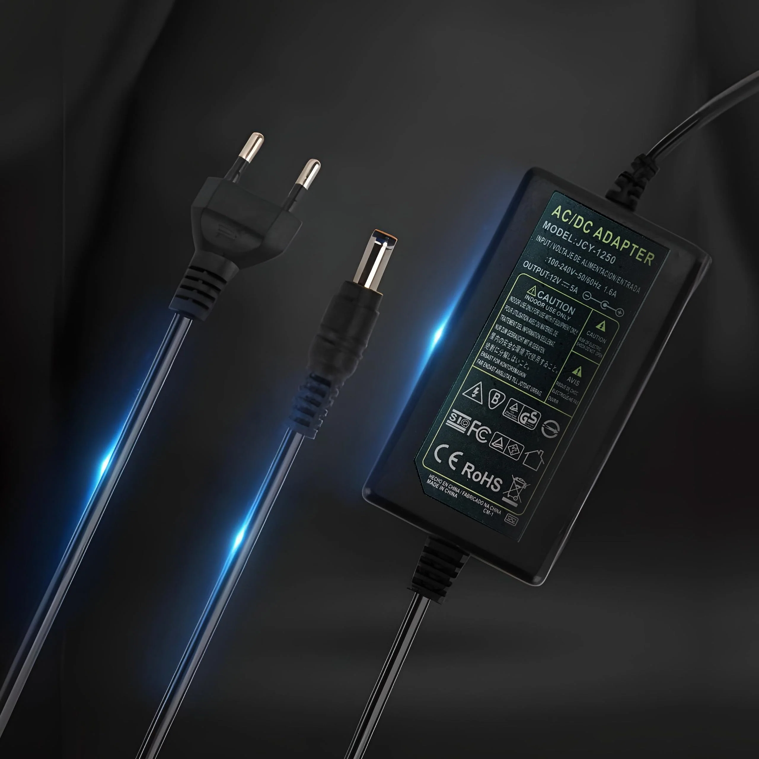Retoo LED Power Supply Power Adapter 12 V Transformer DC Maximum Power Supply for LED Strip 5A Stripe Charger Adapter Power Supply Driver Converter EU Plug Black - Image 7