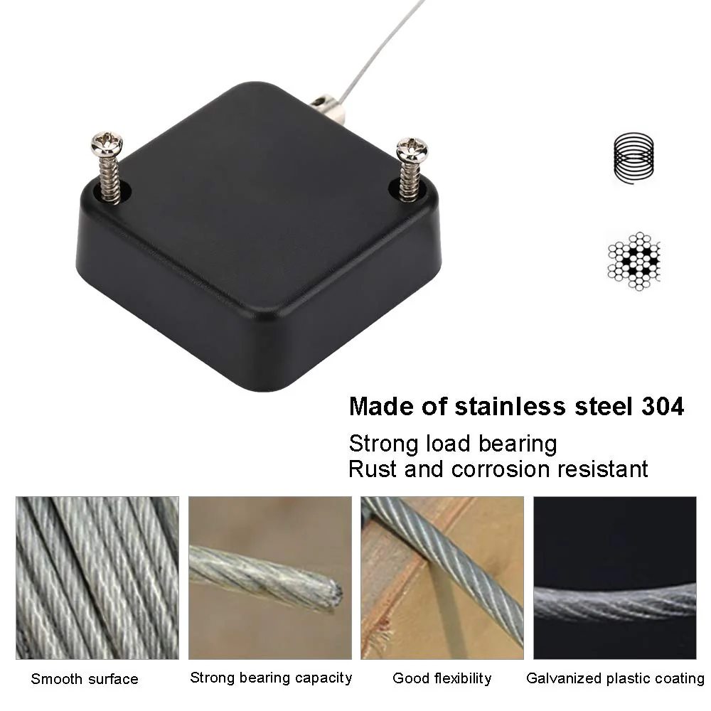 Retractable Cable Lock with Cable Tethers Customizable Cable Tether Stop Lost of Conference All Kinds Adapters and Safety Lock for All Kinds of Exhibits Such As Earphone.,Glasses,Watches. Black 1 - Image 2