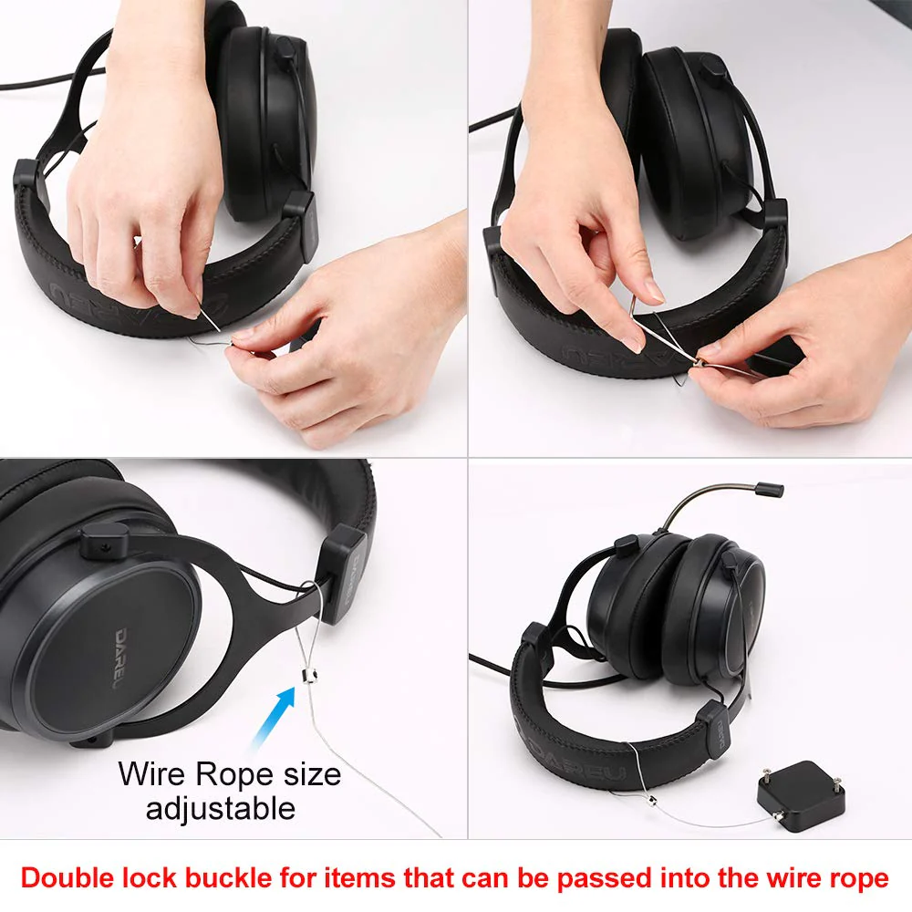 Retractable Cable Lock with Cable Tethers Customizable Cable Tether Stop Lost of Conference All Kinds Adapters and Safety Lock for All Kinds of Exhibits Such As Earphone.,Glasses,Watches. Black 1 - Image 6