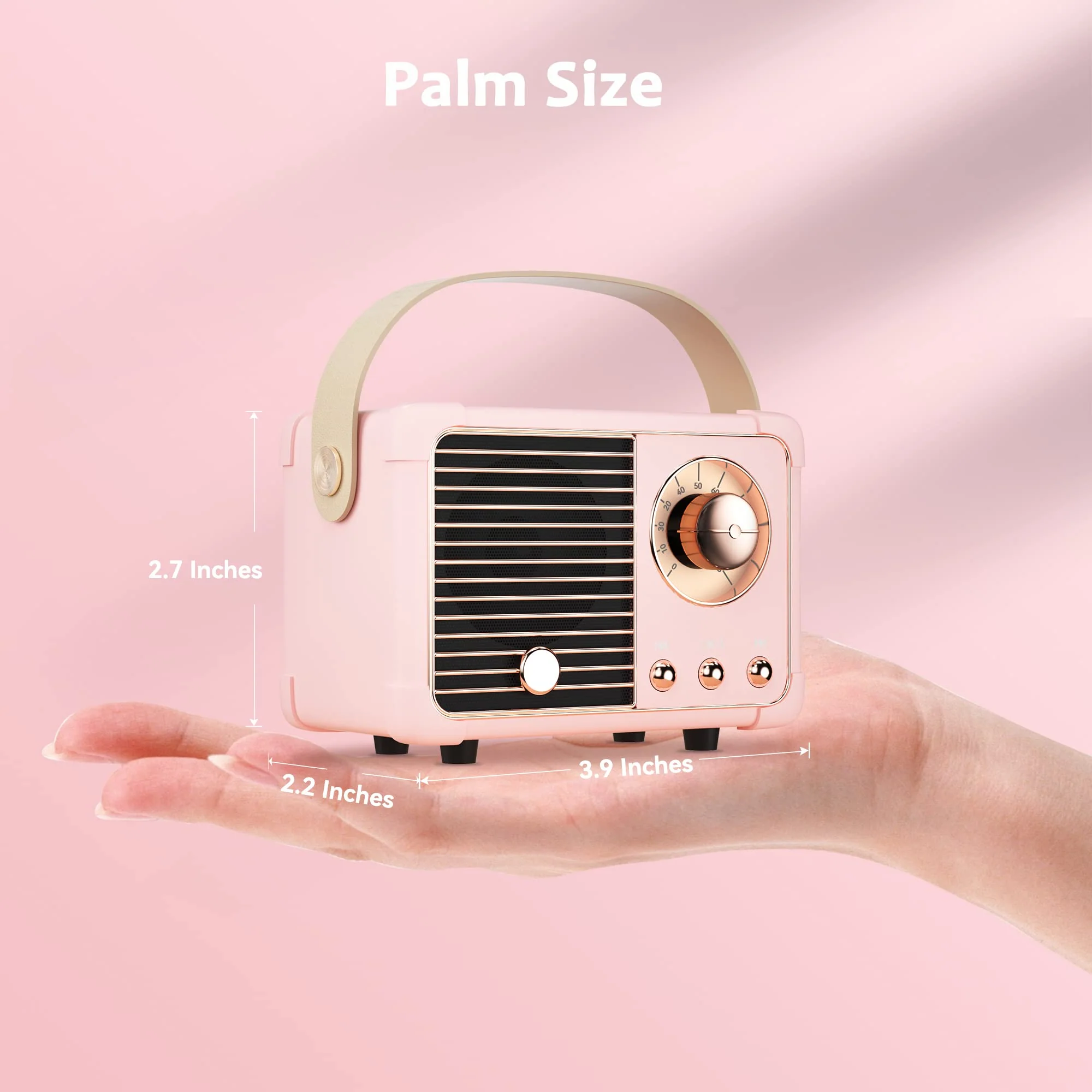 Retro Bluetooth Speaker, Portable Bluetooth Wireless Speaker, Hands-Free Call,400mA Battery,TF Card,Aux Line, for iPhone Android, Retro Decor for Home Office Birthday Gift Ideas Pink Blush Pink - Image 2