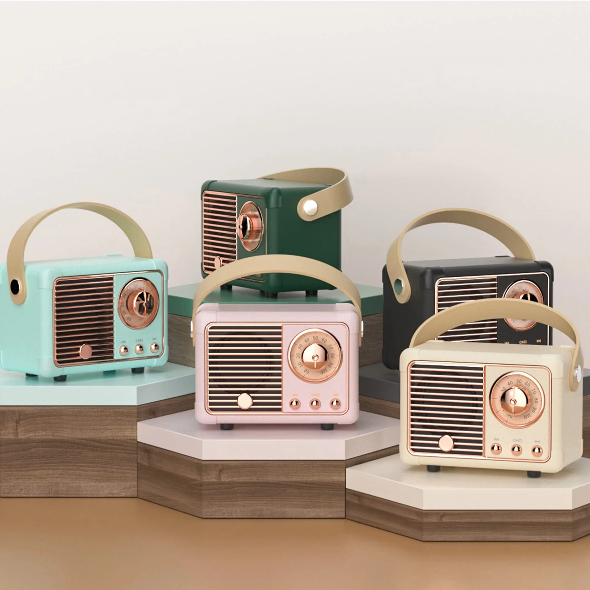 Retro Bluetooth Speaker, Portable Bluetooth Wireless Speaker, Hands-Free Call,400mA Battery,TF Card,Aux Line, for iPhone Android, Retro Decor for Home Office Birthday Gift Ideas Pink Blush Pink - Image 8