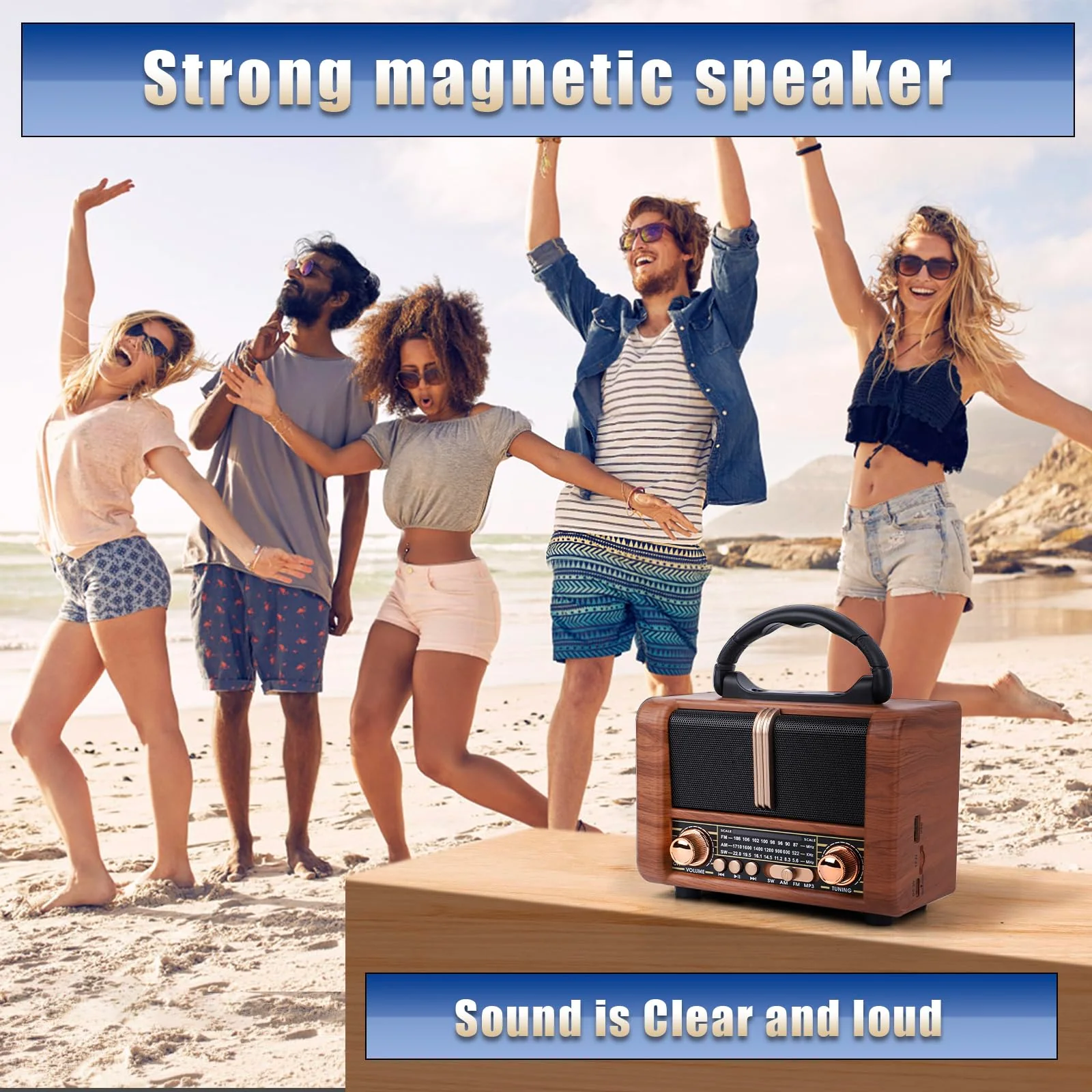 Retro Portable Radio AM FM SW 3 Band,USB Charging, Shortwave Radio with Bluetooth Speaker,TF Card (Brown) brown - Image 3