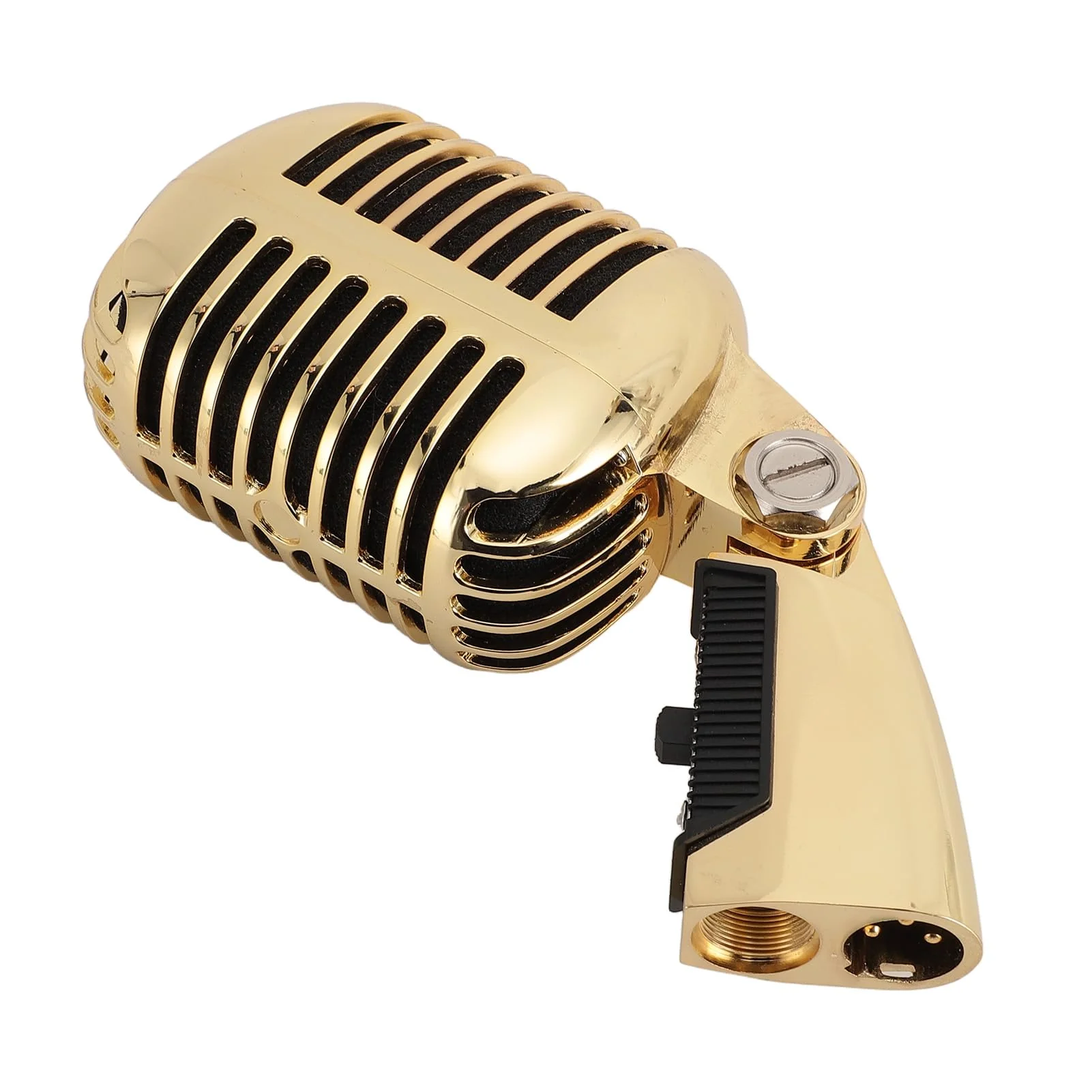 Retro Vintage Microphone, Zinc Alloy Self Tensioning Rack Dynamic Vocal Microphone with Sound, for KTV, Stage Performances (Gold) - Image 7