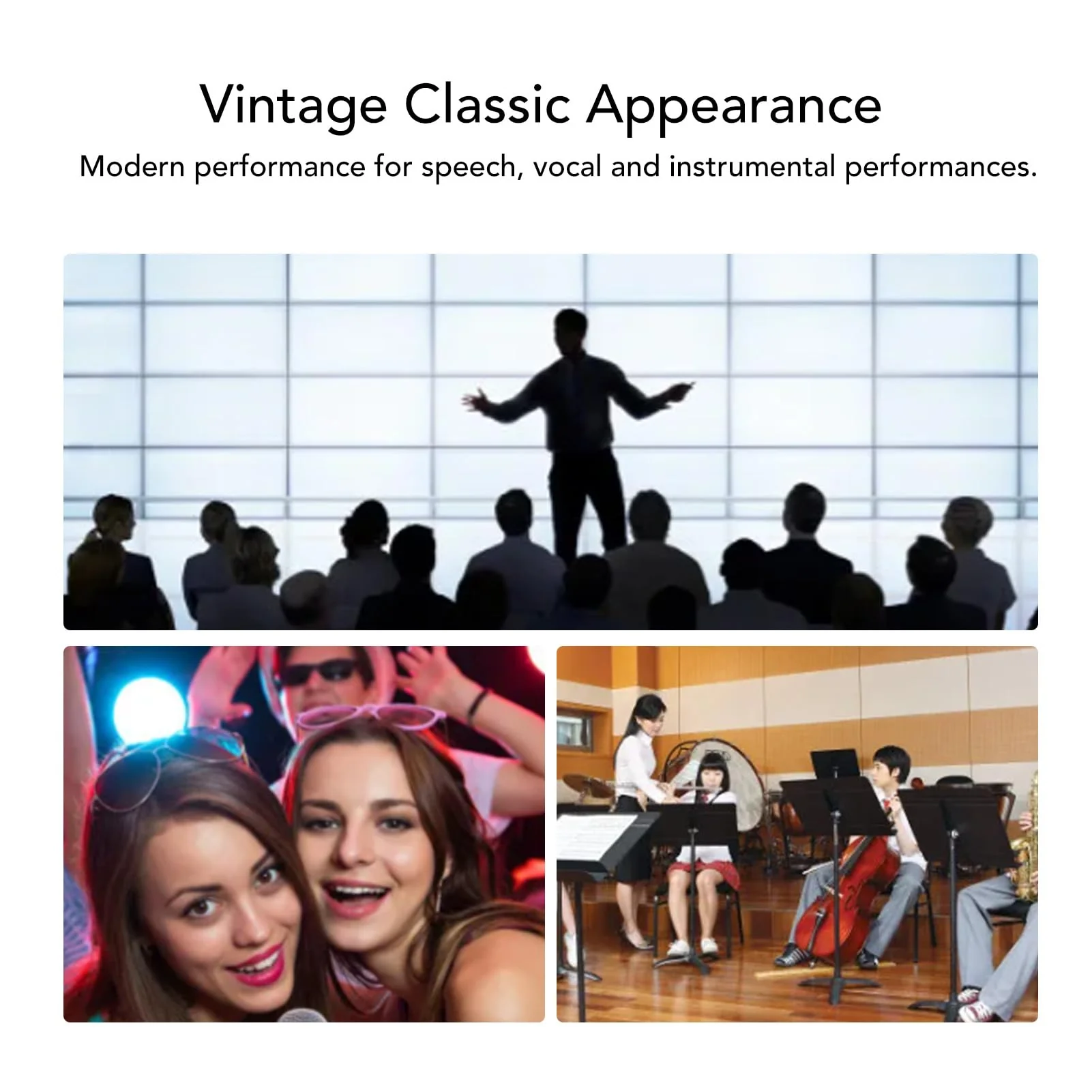 Retro Vintage Microphone, Zinc Alloy Self Tensioning Rotating Rack Dynamic Vocal Microphone with Sound, for KTV, Stage Performances (Silver) - Image 5