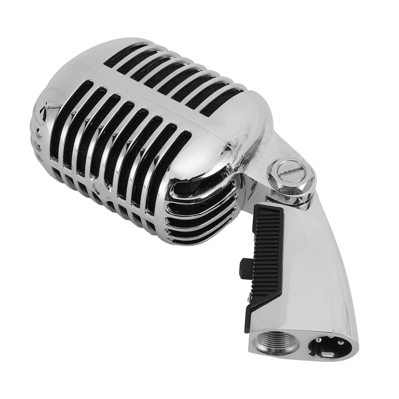 Retro Vintage Microphone, Zinc Alloy Self Tensioning Rotating Rack Dynamic Vocal Microphone with Sound, for KTV, Stage Performances (Silver) - Image 7