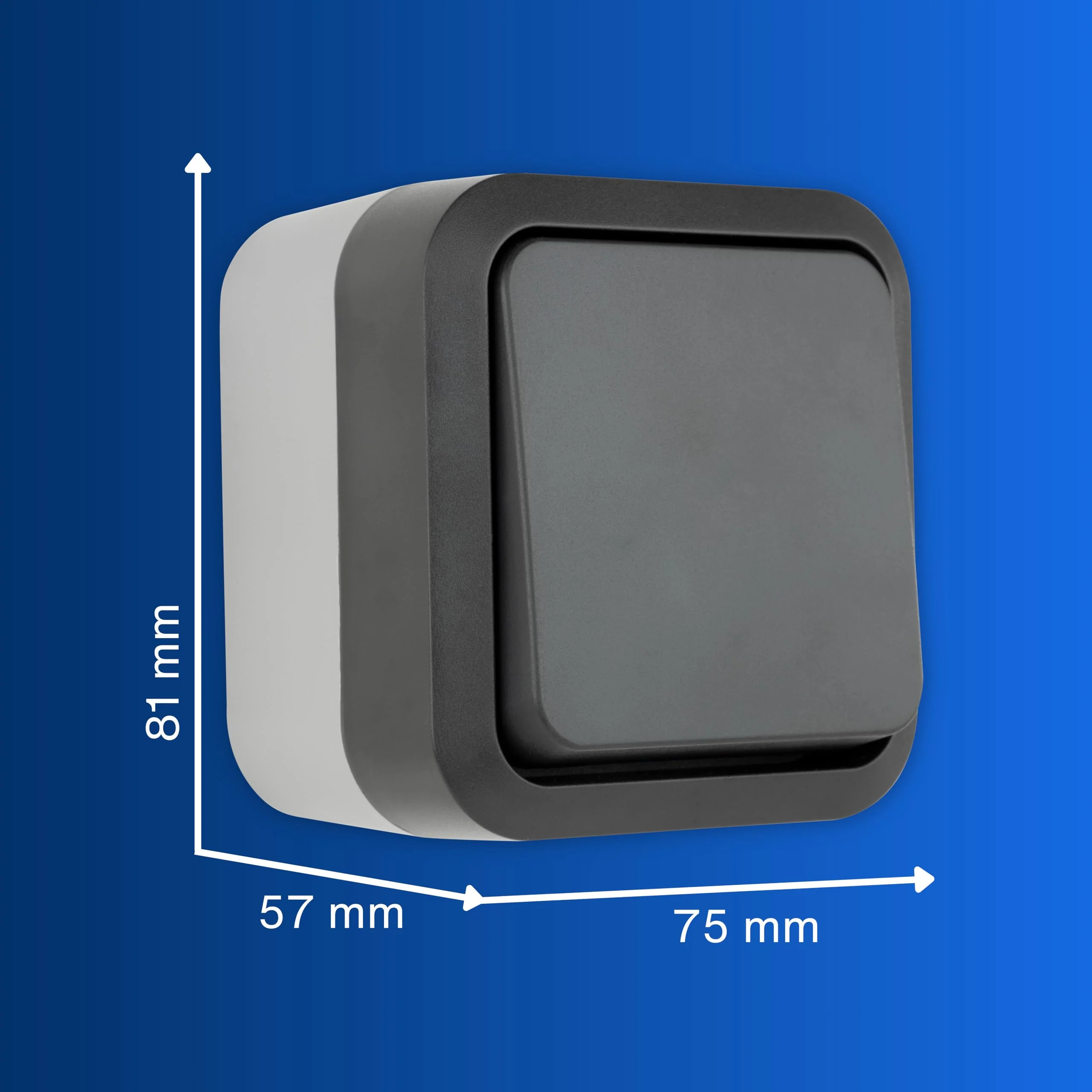 REV 0004310400 AquaStorm Push-Button Light Switch, Wet Room, IP55 Single Pole, Flush-Mounted, Anthracite 1 x button - Image 3