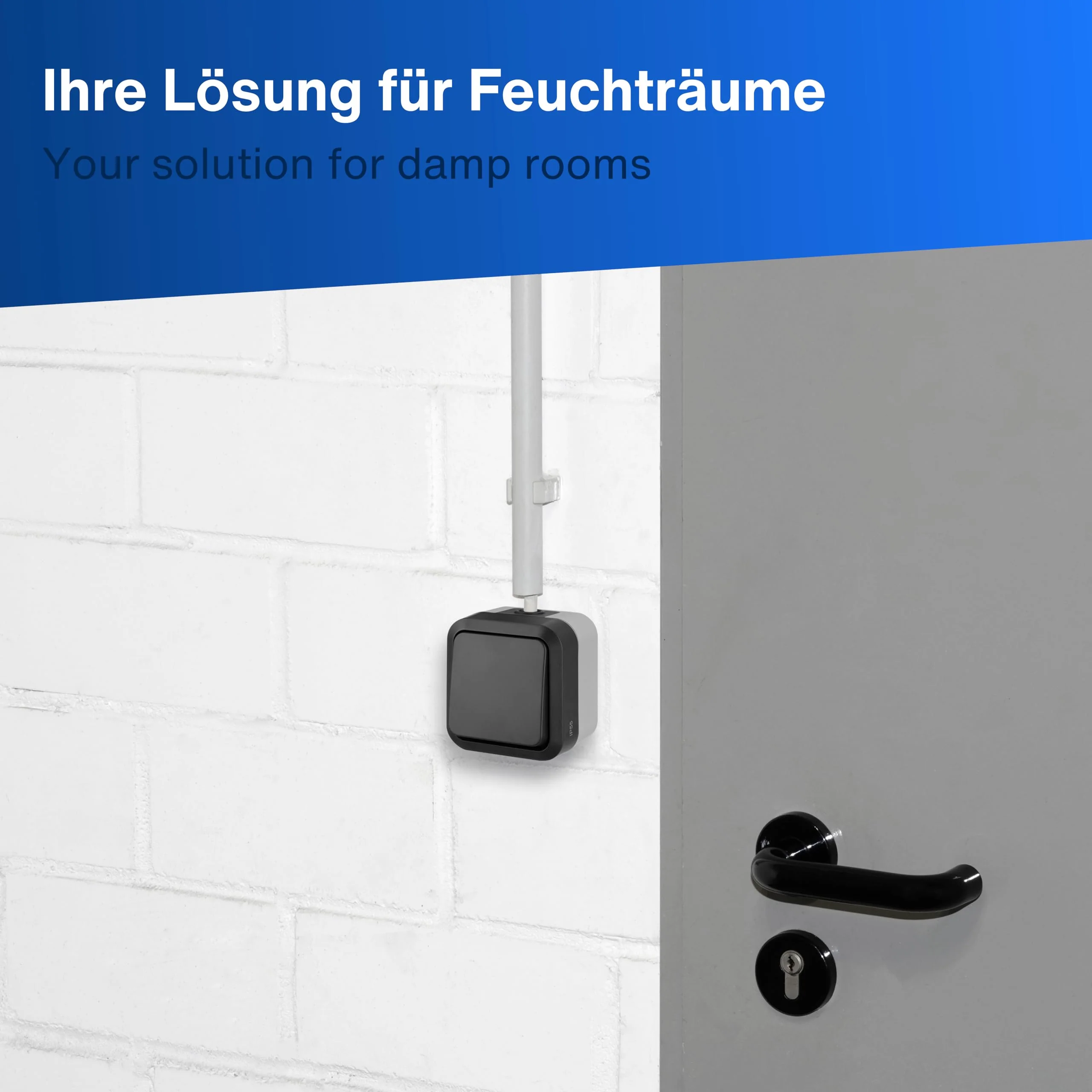 REV 0004310400 AquaStorm Push-Button Light Switch, Wet Room, IP55 Single Pole, Flush-Mounted, Anthracite 1 x button - Image 7
