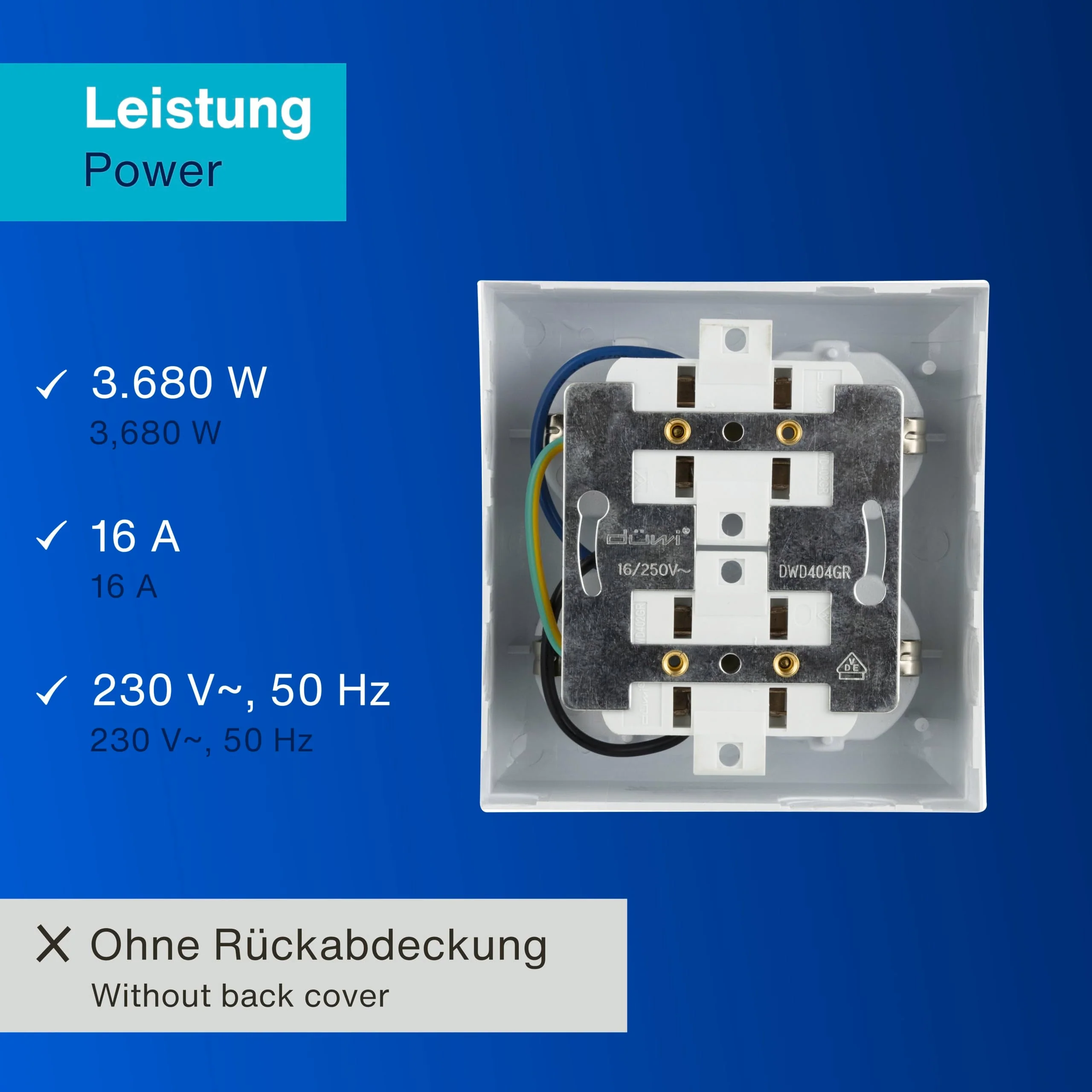REV 0510172555 PlanoLuxe, surface-mounted socket 4-way Complete set: Frame and insert, white 1 x quadruple socket - Image 5