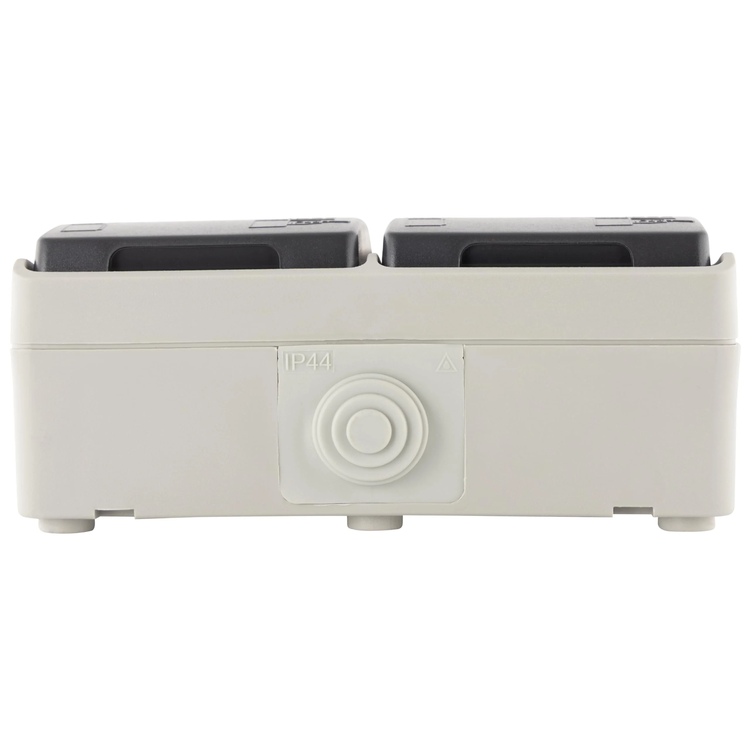 REV AquaBase 2-Way Wet Room Socket, 2-Pole, Splash-proof IP54, Horizontal, Surface-Mounted, Grey 1 x socket (2-way) - Image 5