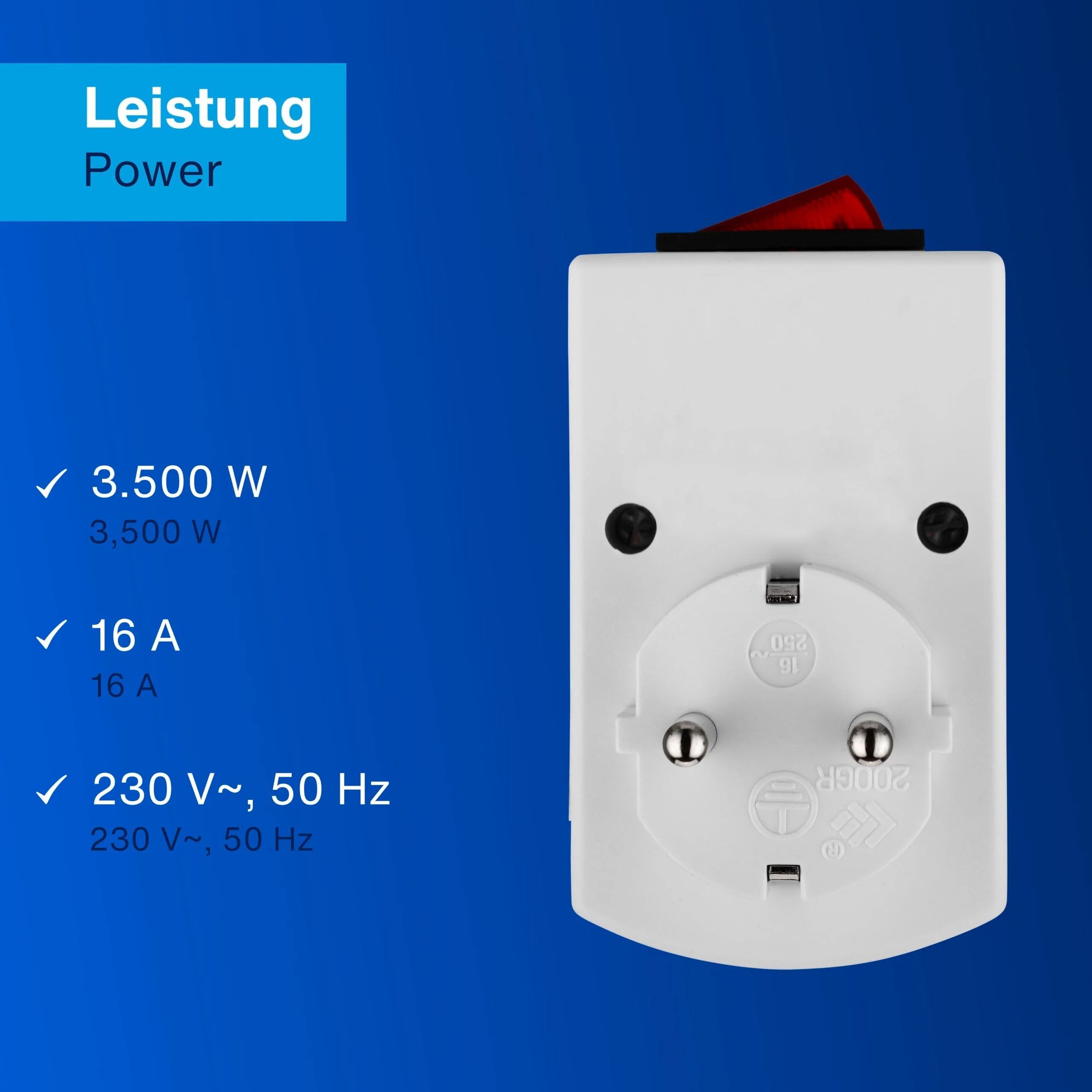 REV Socket adapter, switchable socket, transition plug, switchable socket max. 3500 W, white White 1 - Image 6