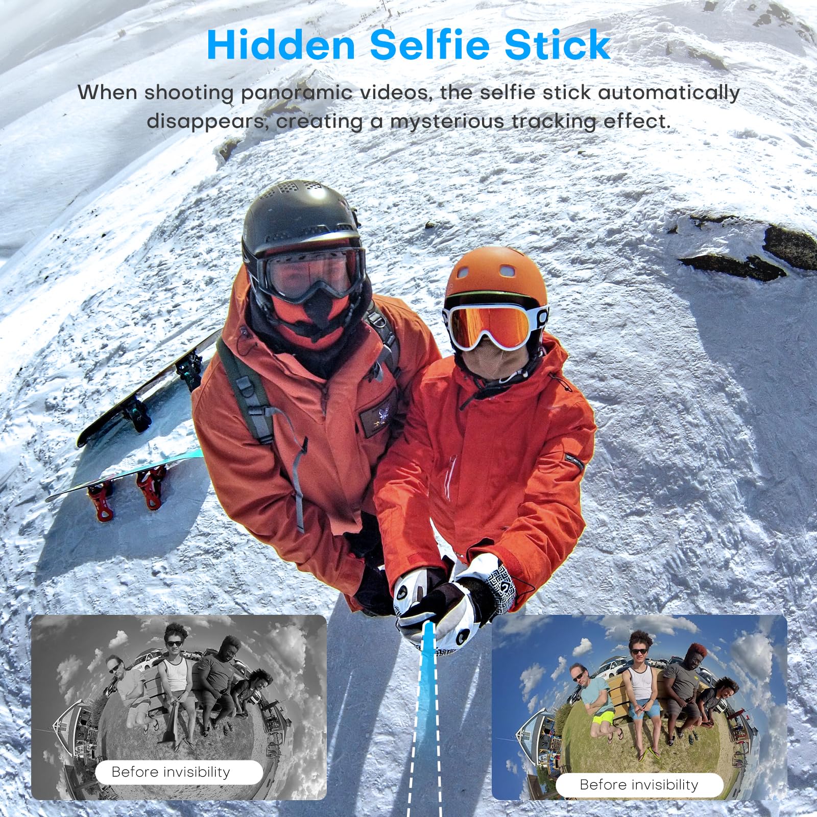 REYGEAK Selfie Stick for Insta360 X4,59 Inch/150cm long Invisible Selfie Pole with 1/4 screw thread,Carbon Fiber Waterproof Extension Monopod for Insta360 X4/X3/X2/ONE/ONE RS/ONE X/ONE R. - Image 2