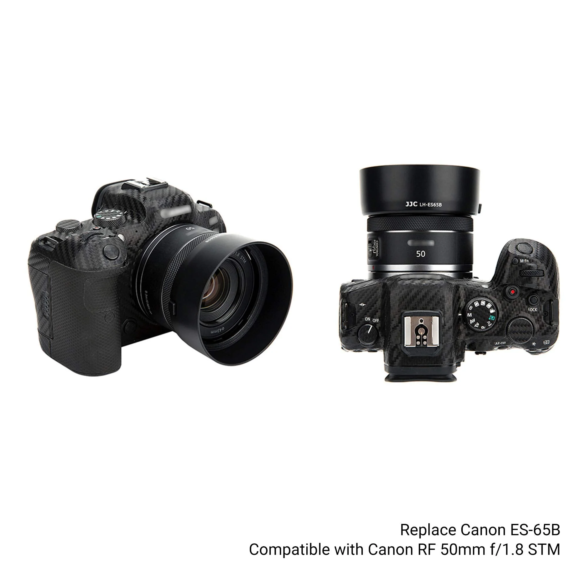 RF 50mm Lens Hood Shade for Canon RF 50mm f/1.8 STM Lens Replaces Canon ES-65B Hood with Original Design on Canon EOS R100 R50 R10 R8 R7 R6 R5 RP R Cameras Replace Canon ES-65B for RF 50mm f/1.8 STM - Image 2