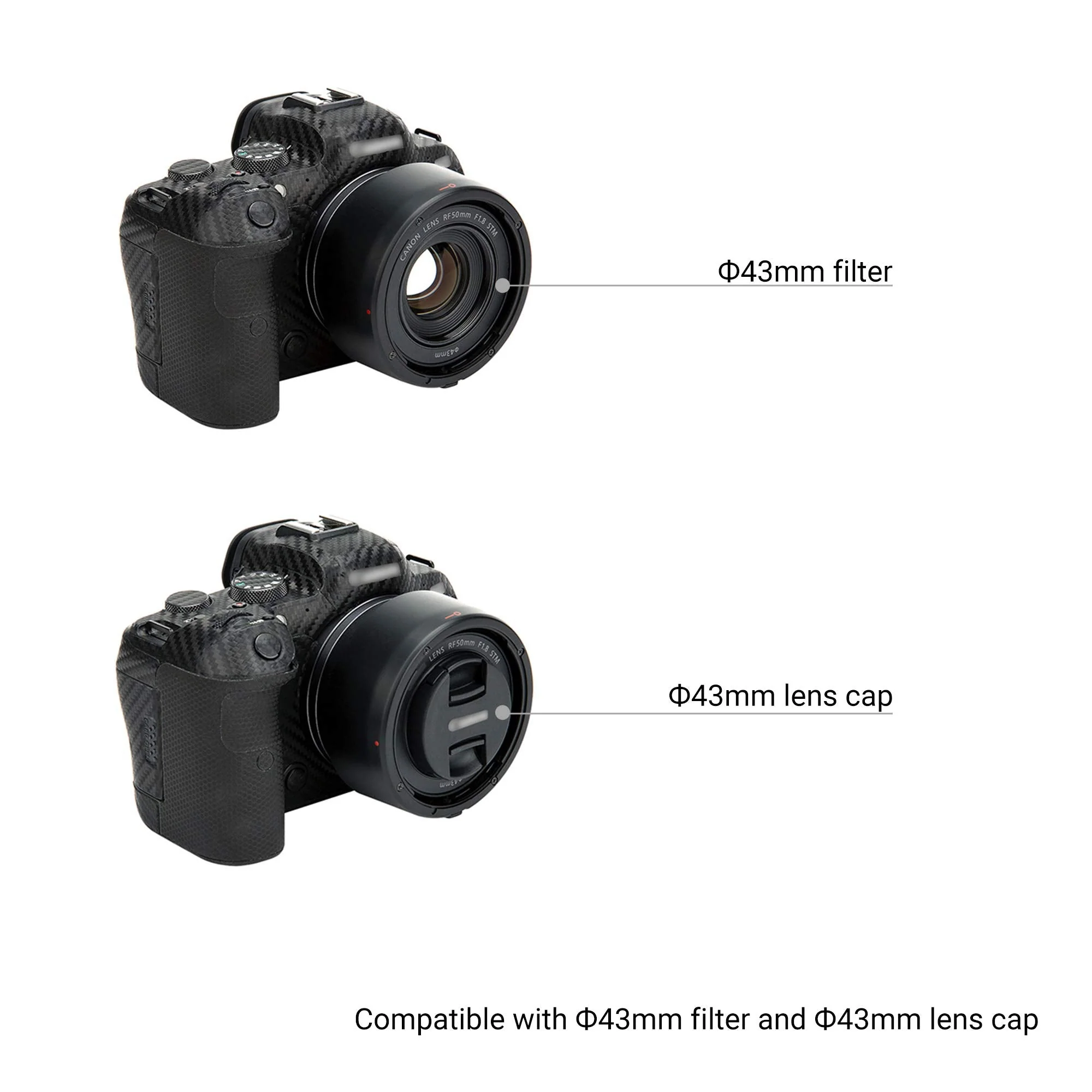 RF 50mm Lens Hood Shade for Canon RF 50mm f/1.8 STM Lens Replaces Canon ES-65B Hood with Original Design on Canon EOS R100 R50 R10 R8 R7 R6 R5 RP R Cameras Replace Canon ES-65B for RF 50mm f/1.8 STM - Image 3