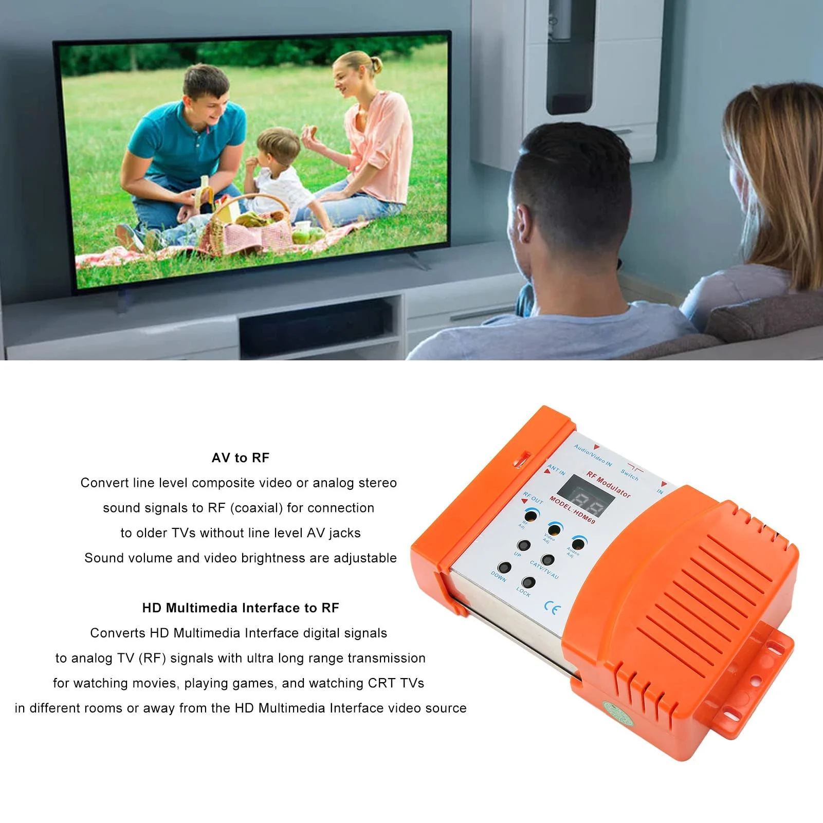 RF Modulator HDMI Modulator for PAL NTSC Format, AV to RF Coaxial Converter, w/Antenna in/Out & Channel Switch, HDMI to RF, for Home TV, HDTV Tuner, Game Console PS3 AC 90‑240V - Image 3