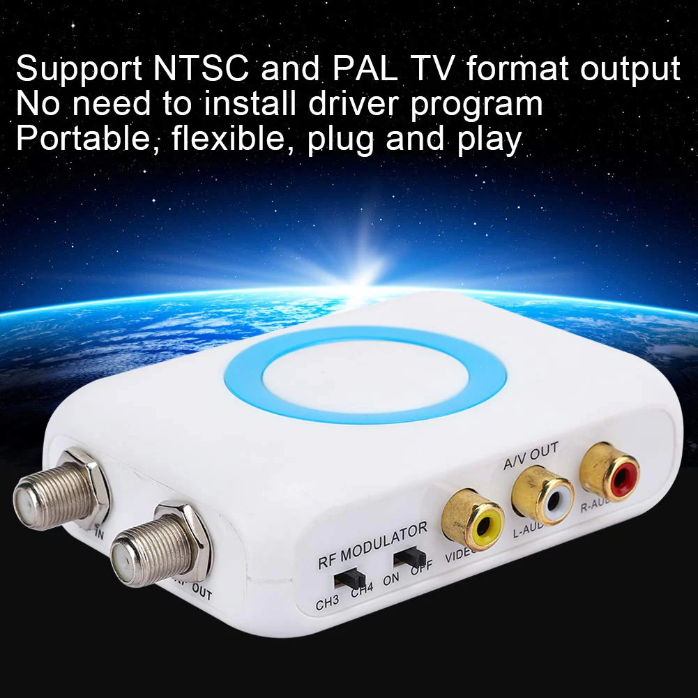 RF Modulator, Professional High Definition RF Video HD Modulator for PLL Controlled, HD Input to A/V Output and RF Output, Support NTSC and PAL TV Format Output - Image 4