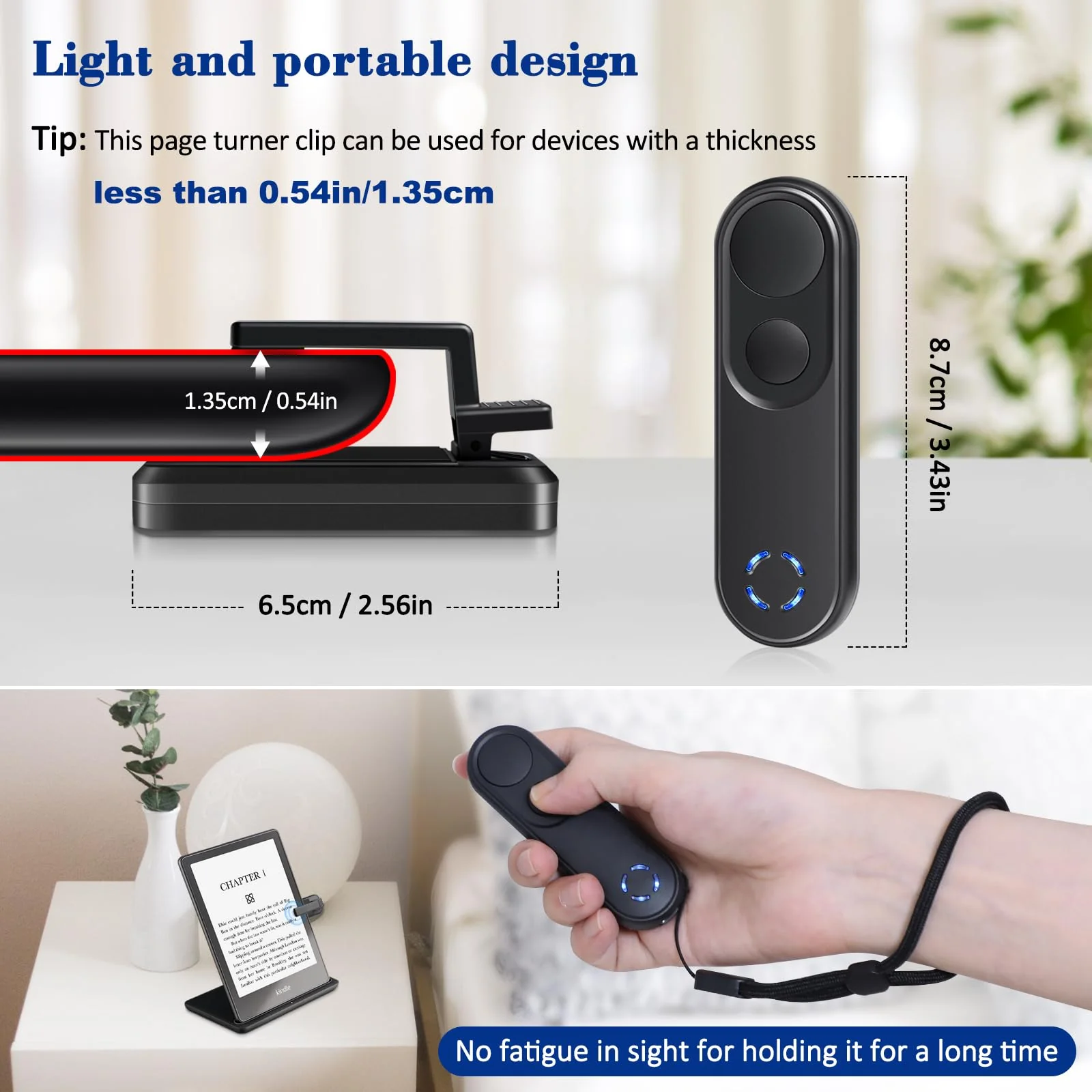 RF Remote Control Page Turner for Kindle Paperwhite Oasis Scribe Kobo,Clicker Page Turner Kindle Accessories for iPhone,iPad, Android Tablets Reading Novels,Camera Video Record&Shutter Selfie Black - Image 7