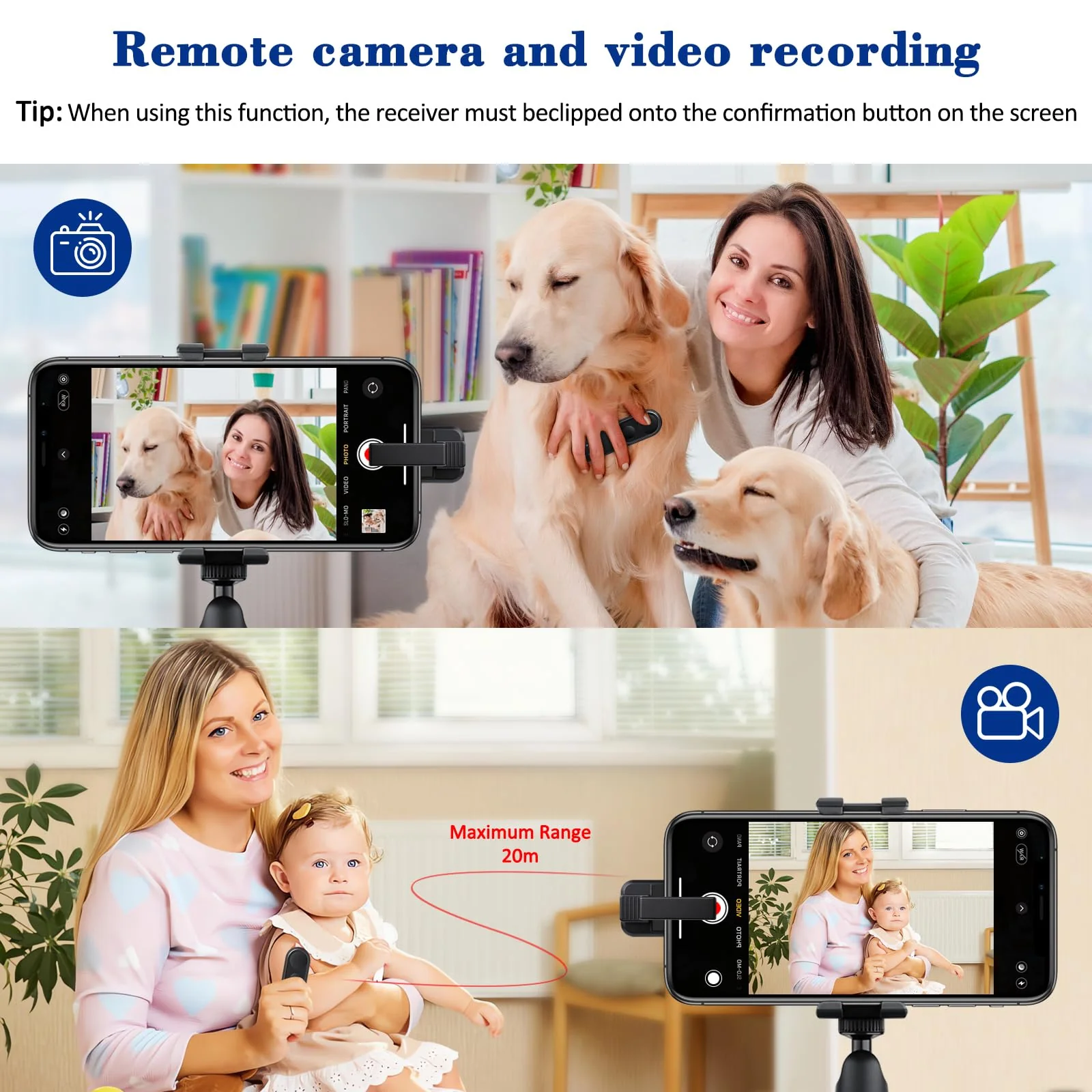 RF Remote Control Page Turner for Kindle Paperwhite Oasis Scribe Kobo,Clicker Page Turner Kindle Accessories for iPhone,iPad, Android Tablets Reading Novels,Camera Video Record&Shutter Selfie Black - Image 8