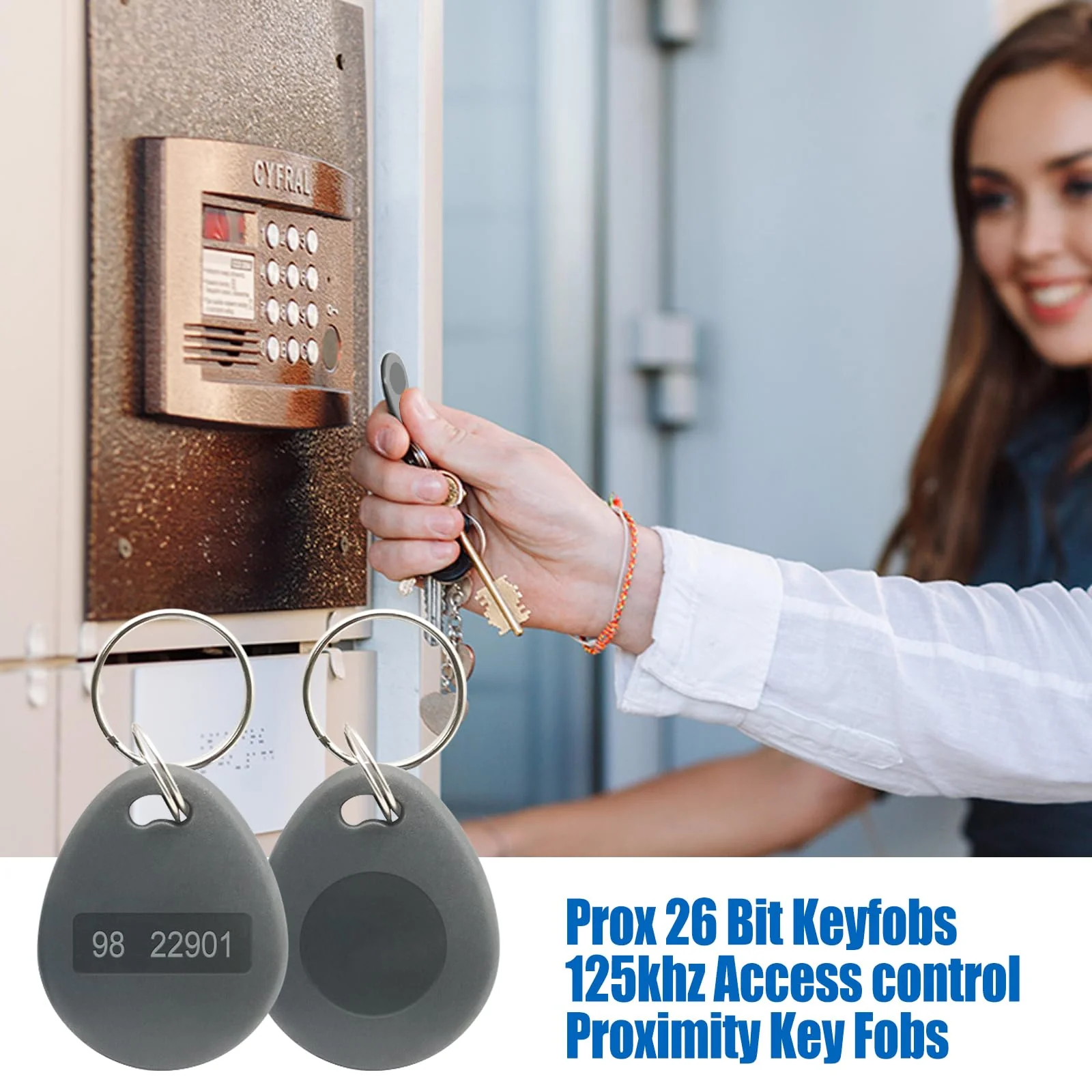 RFID Key Fobs Writable, HID 125KHZ 26 Bit Keyfobs Proximity Fob RFID Key Fob Id Card Token Tags Prox Key ISO-Prox 1346 1386 1326 H10301 Access Control Systems KeyTags (Gray,50) Gray 50 - Image 2
