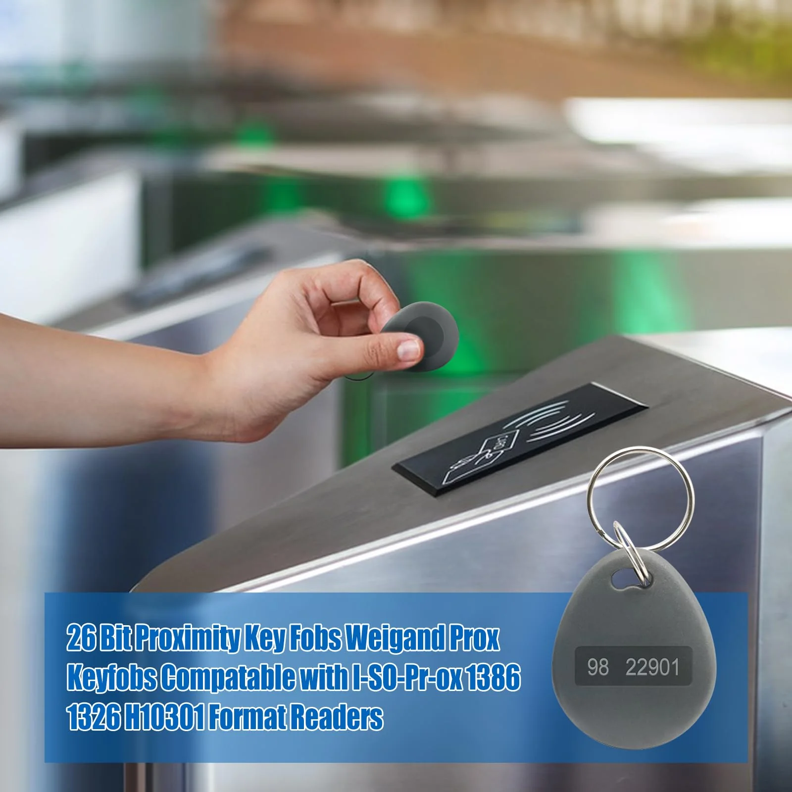 RFID Key Fobs Writable, HID 125KHZ 26 Bit Keyfobs Proximity Fob RFID Key Fob Id Card Token Tags Prox Key ISO-Prox 1346 1386 1326 H10301 Access Control Systems KeyTags (Gray,50) Gray 50 - Image 3