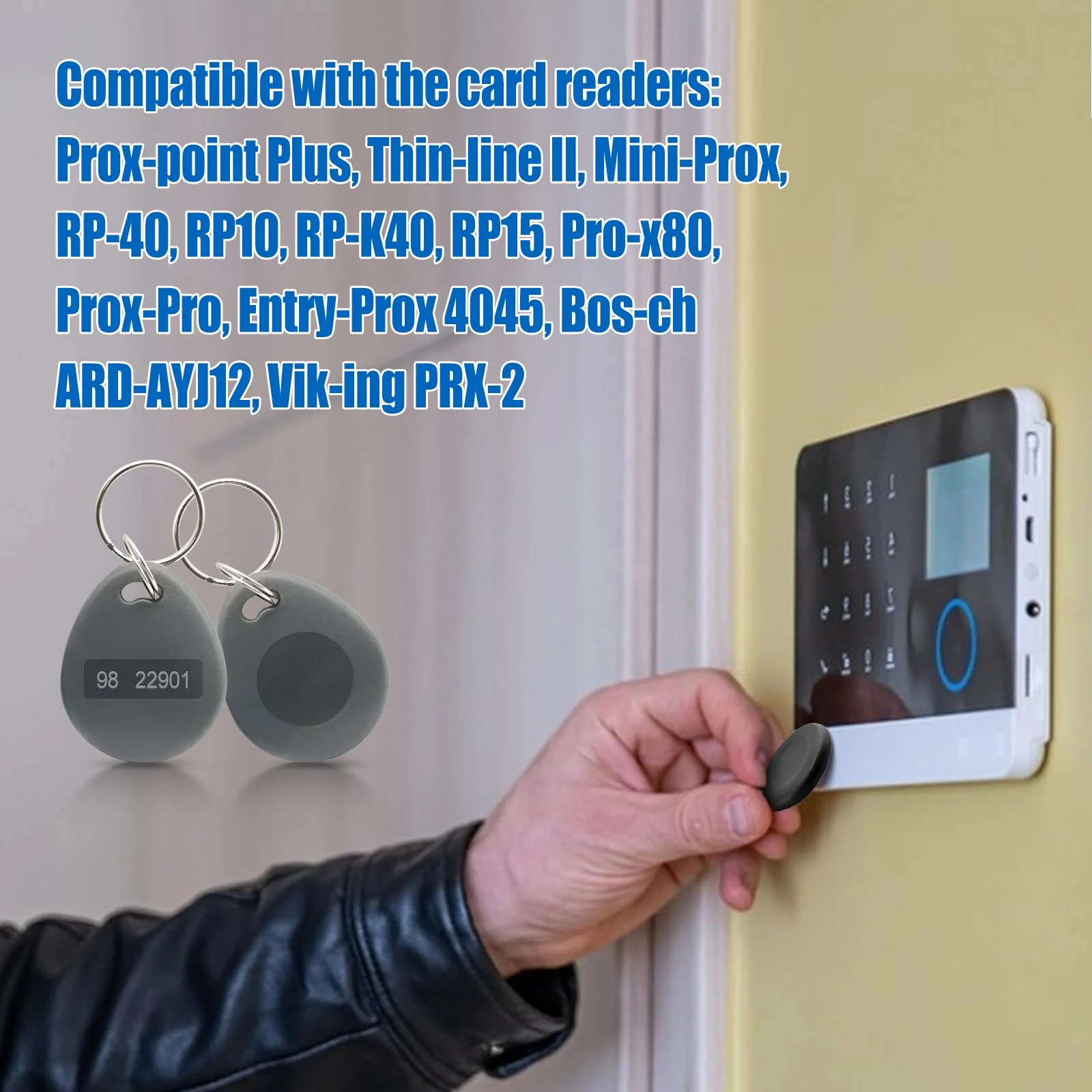 RFID Key Fobs Writable, HID 125KHZ 26 Bit Keyfobs Proximity Fob RFID Key Fob Id Card Token Tags Prox Key ISO-Prox 1346 1386 1326 H10301 Access Control Systems KeyTags (Gray,50) Gray 50 - Image 4