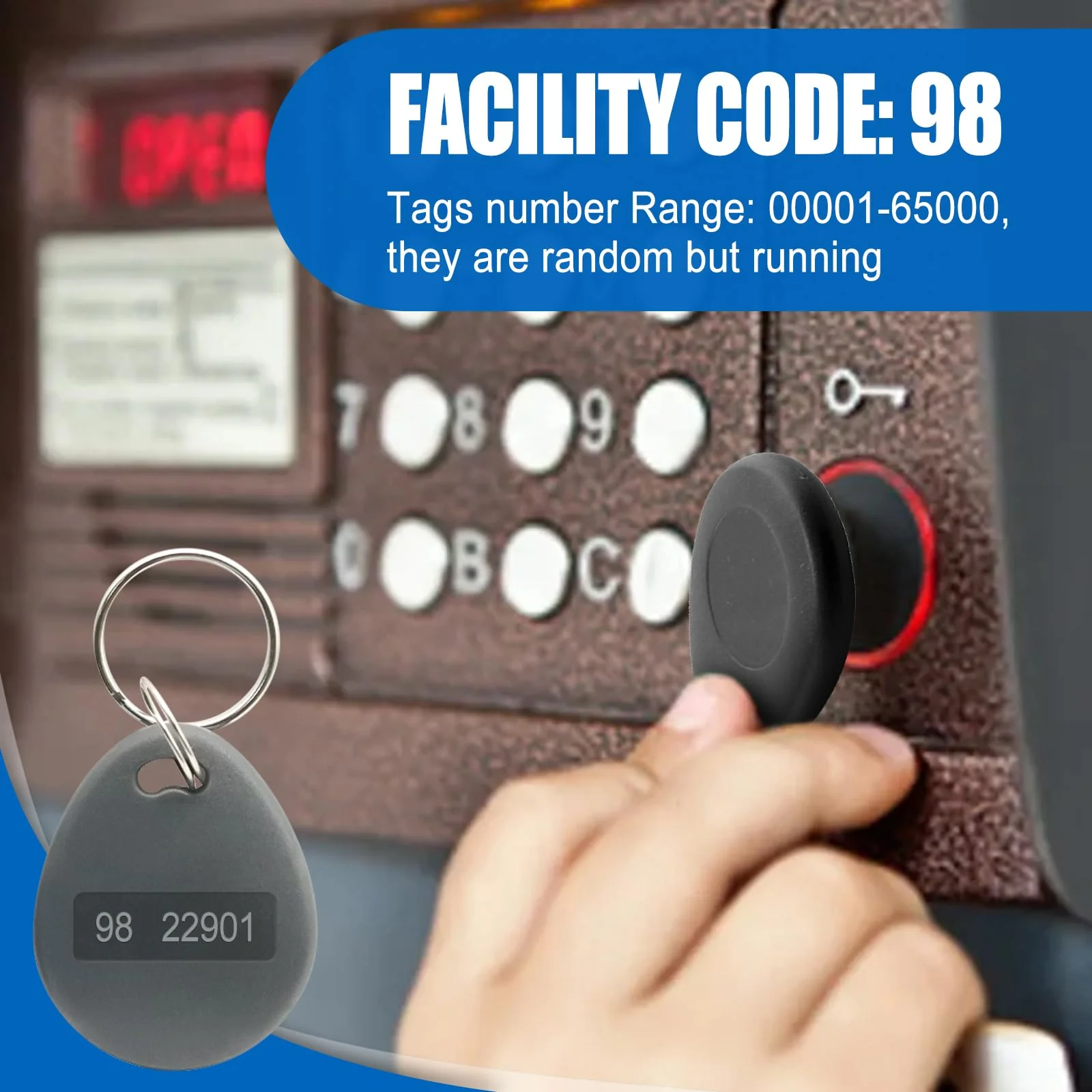 RFID Key Fobs Writable, HID 125KHZ 26 Bit Keyfobs Proximity Fob RFID Key Fob Id Card Token Tags Prox Key ISO-Prox 1346 1386 1326 H10301 Access Control Systems KeyTags (Gray,50) Gray 50 - Image 5