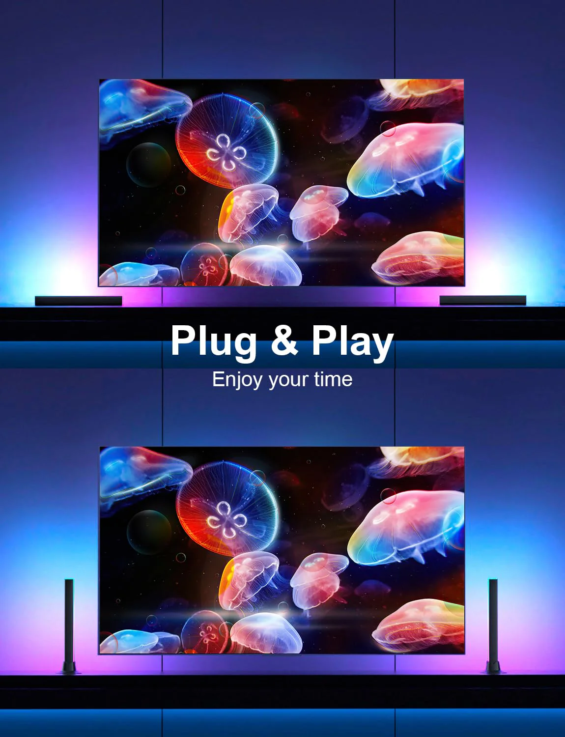 RGB Light Bar, RGB IC LED Light Bar, Music Sync USB Powered, Color Changing Ambient Lighting for Gaming TV Desk Monitor PC Party, 2 Pair - Image 5