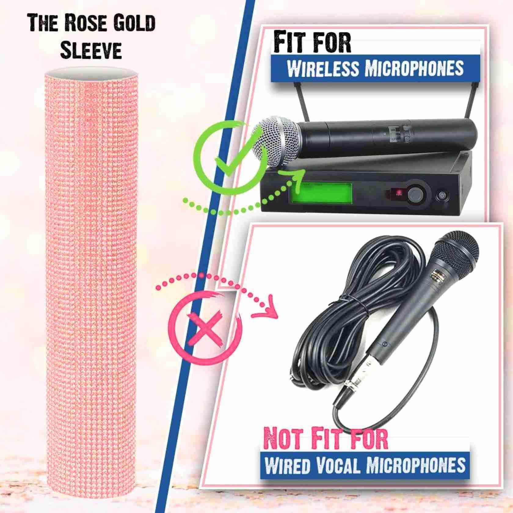 rhinestone Handle Cover for Wireless Microphone, Sparkly Crystal Mic Sleeve for Live Singing, DJ, Karaoke, Party, Wedding, Streaming Video Shooting (Rose Gold) - Image 3