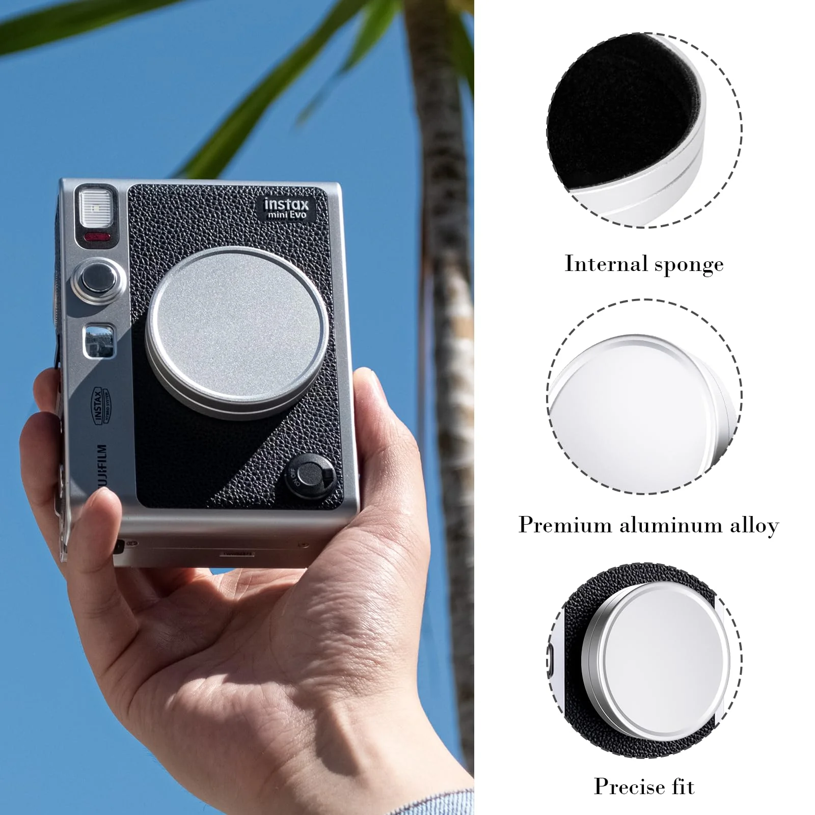 Rieibi Accessories for Fujifilm Instax Mini Evo Instant Camera, Christmas Gift Bundle Includes Clear Instax Mini Evo Case & Lens Cap with Anti-Loss String 3 accessories - Image 5