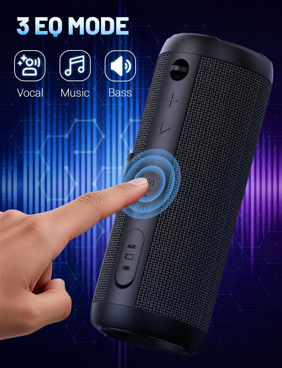 RIENOK Portable Bluetooth Speaker 30W Dual Pairing True Wireless Stereo HD Sound IPX7 Waterproof Outdoor Sport Shower Wireless Speaker Bluetooth 5.3 for Home Party Black 3600mAh - Image 7