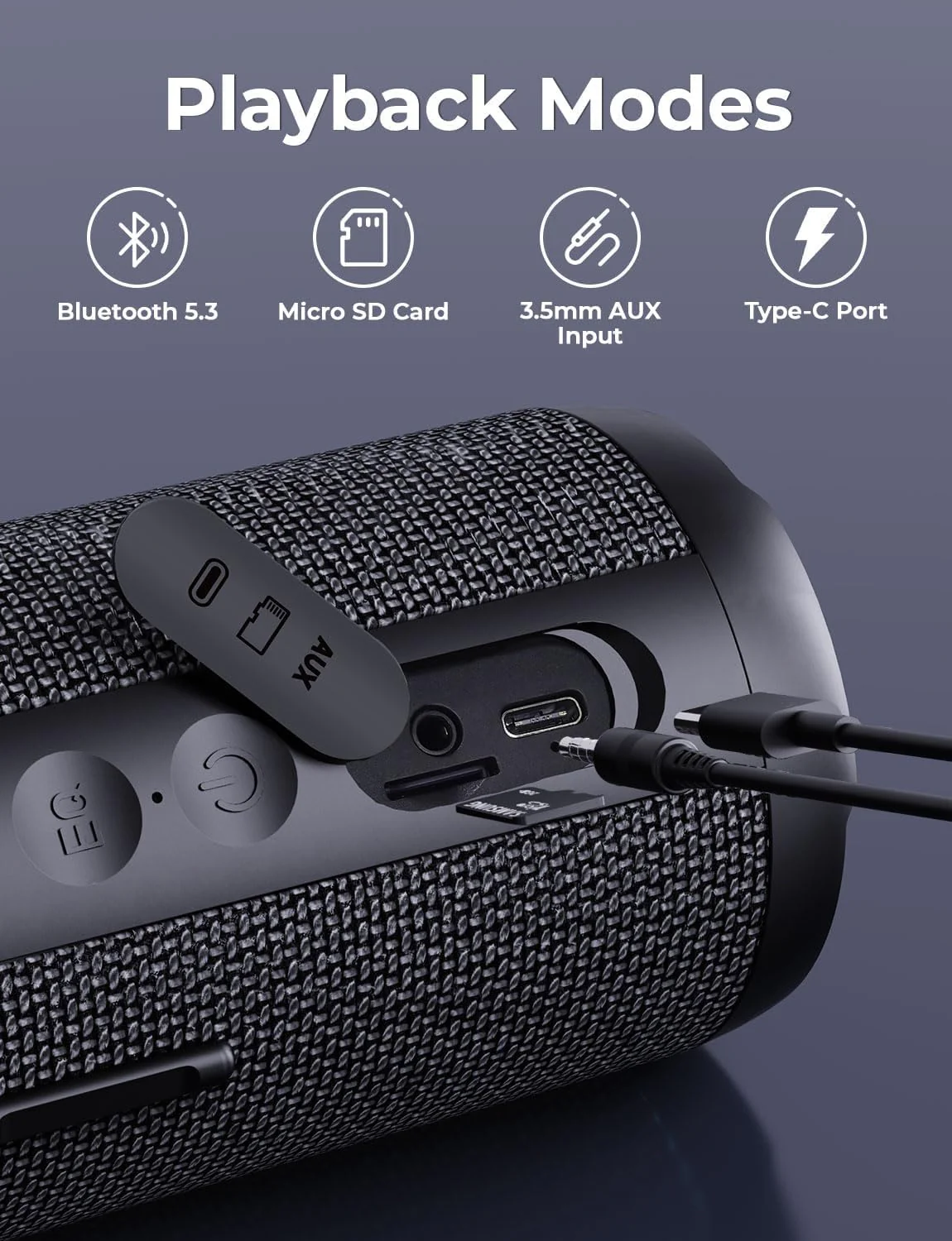 RIENOK Portable Bluetooth Speaker 30W Dual Pairing True Wireless Stereo HD Sound IPX7 Waterproof Outdoor Sport Shower Wireless Speaker Bluetooth 5.3 for Home Party Black 3600mAh - Image 8