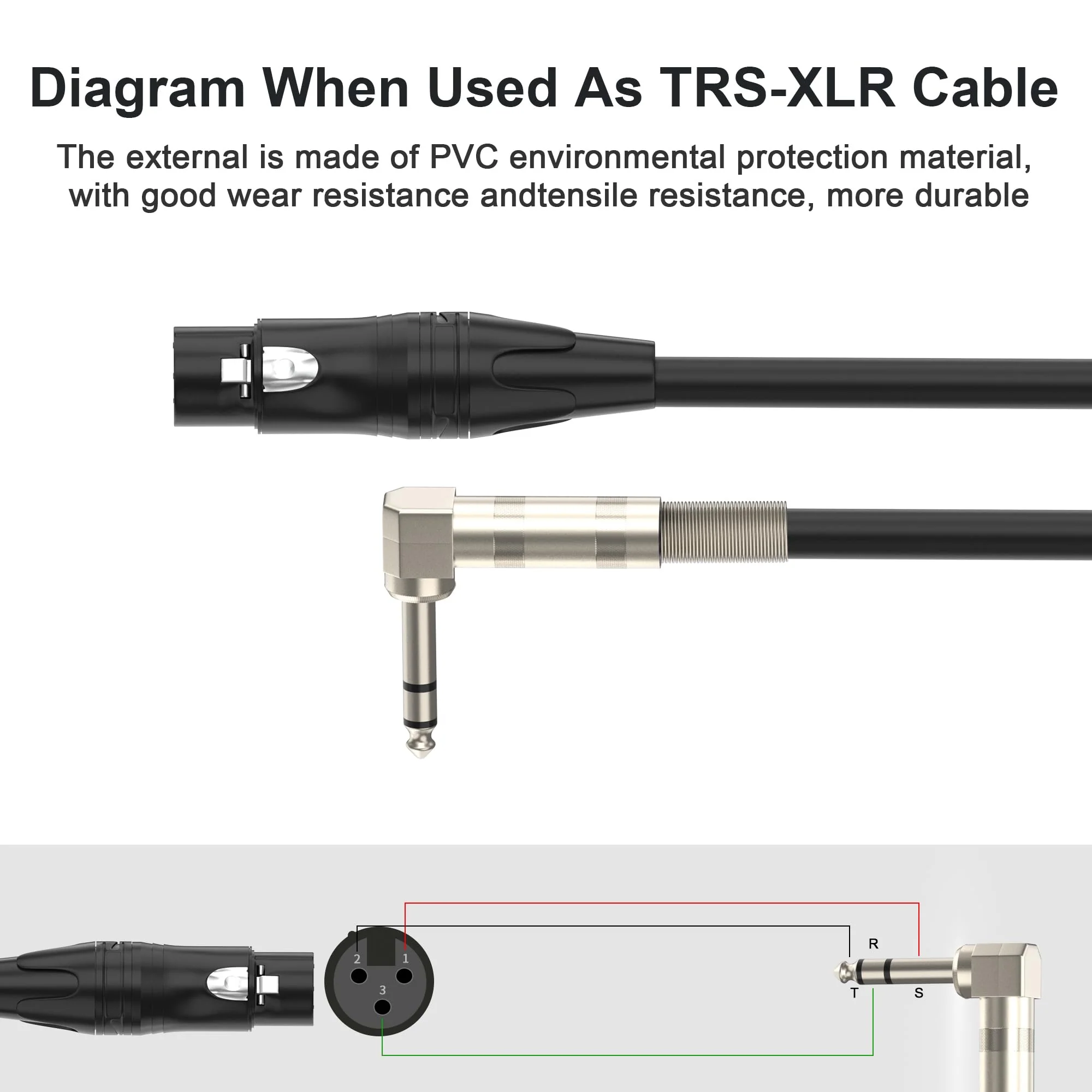 Right Angle 6.35mm TRS to XLR Female，（1.5FT 2Pack） Right Angle 1/4" TRS to XLR 3Pin Female,for Speakers, Stage, DJ and More Right Angle 6.35mm TRS to XLR Female - Image 4